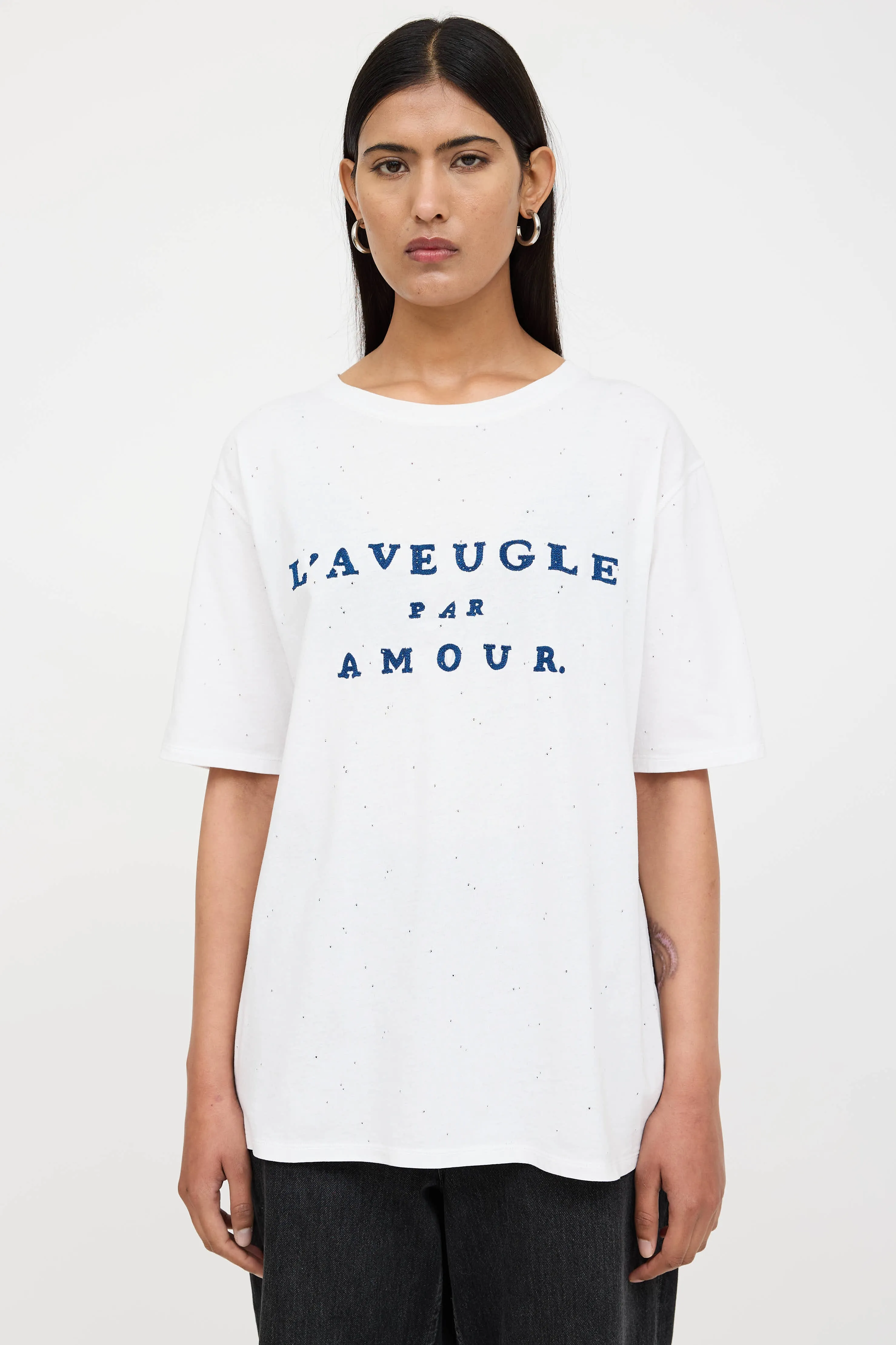 L'Aveugle Distressed Embroidered T-Shirt sold by VSP Consignment
