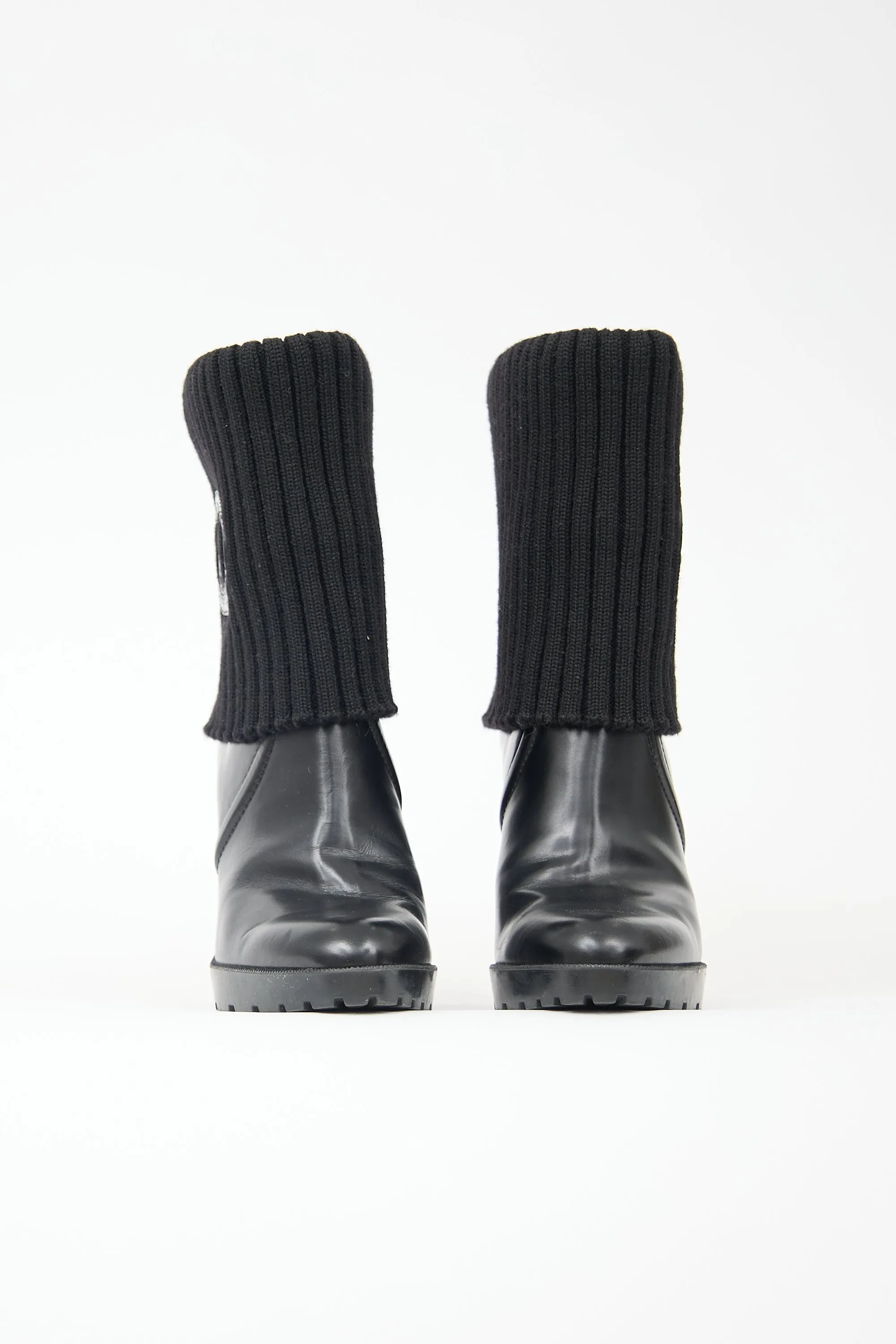 Leather & Knit Collar GG Boot sold by VSP Consignment product image thumbnail 3