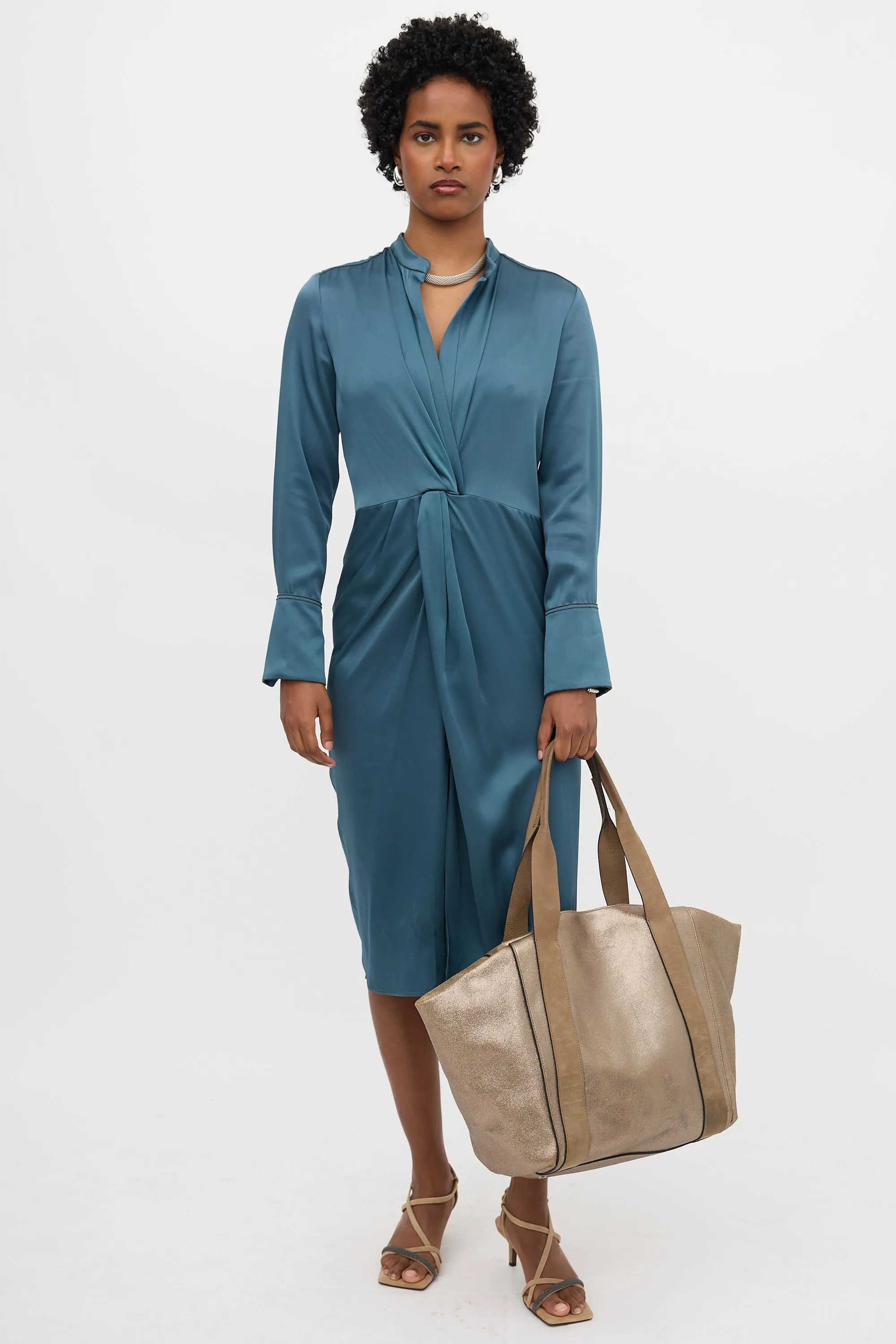 Metallic Leather Tote Bag sold by VSP Consignment product image thumbnail 4