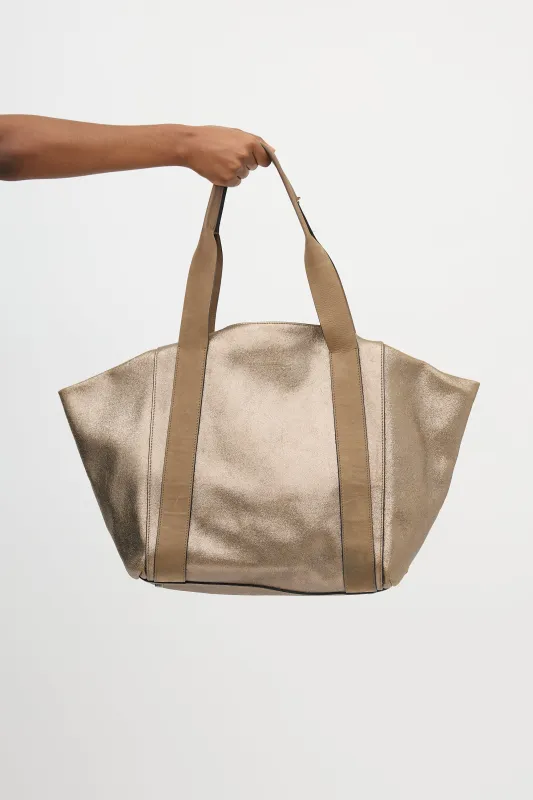 Metallic Leather Tote Bag made by Brunello Cucinelli