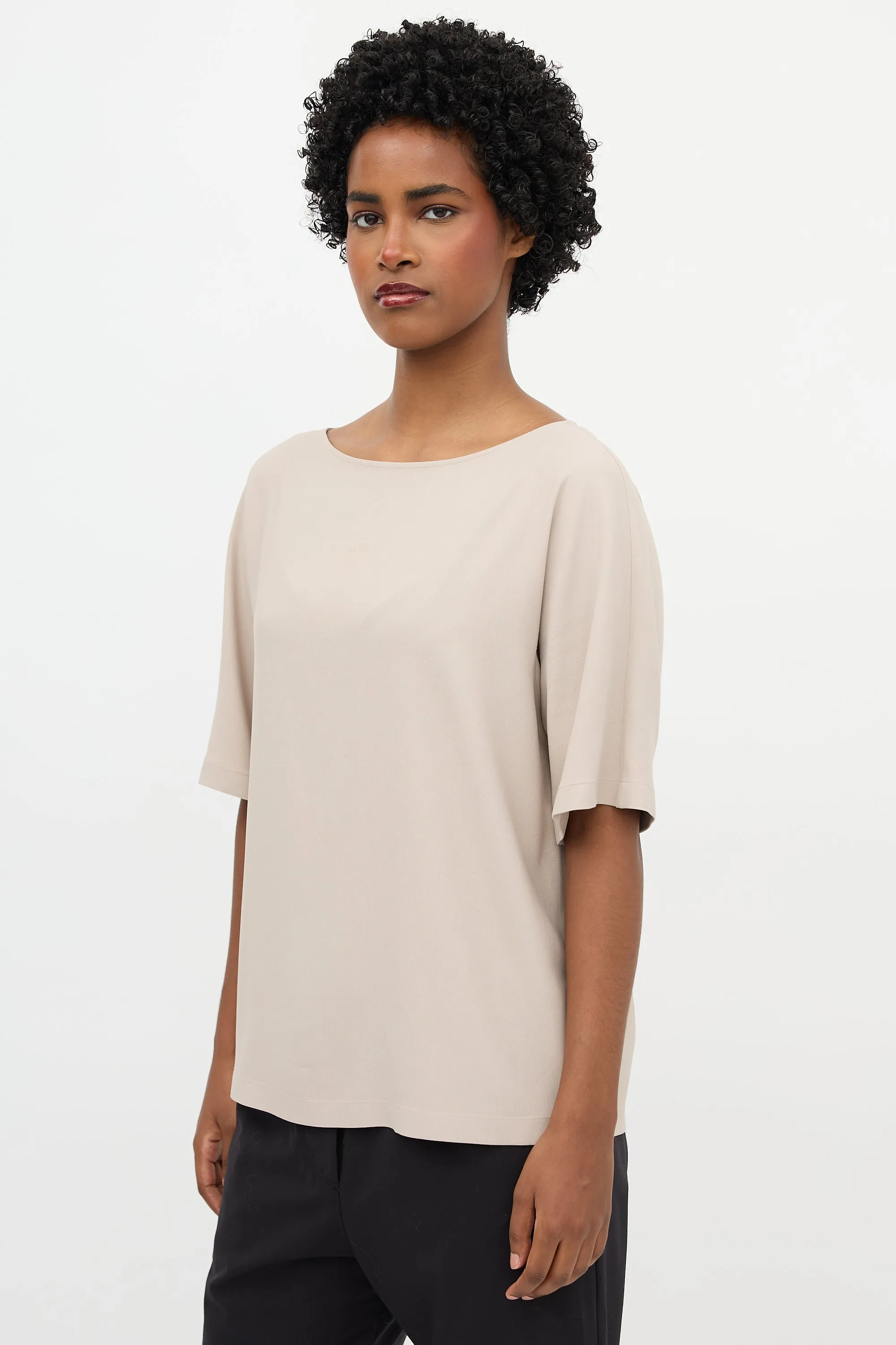 Crepe Boat Neck Top sold by VSP Consignment product image thumbnail 3