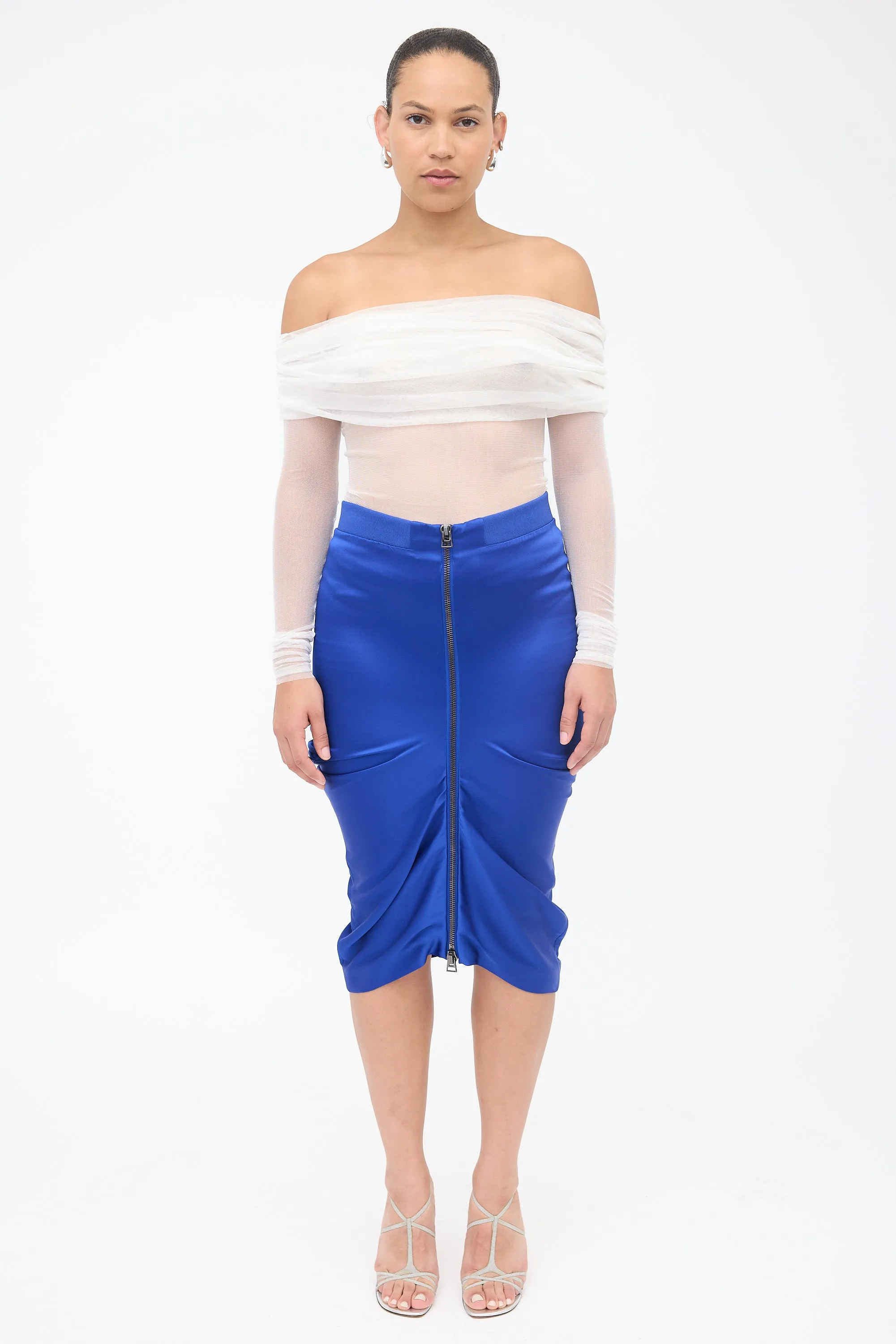 Satin Draped Zip Skirt sold by VSP Consignment product image thumbnail 2