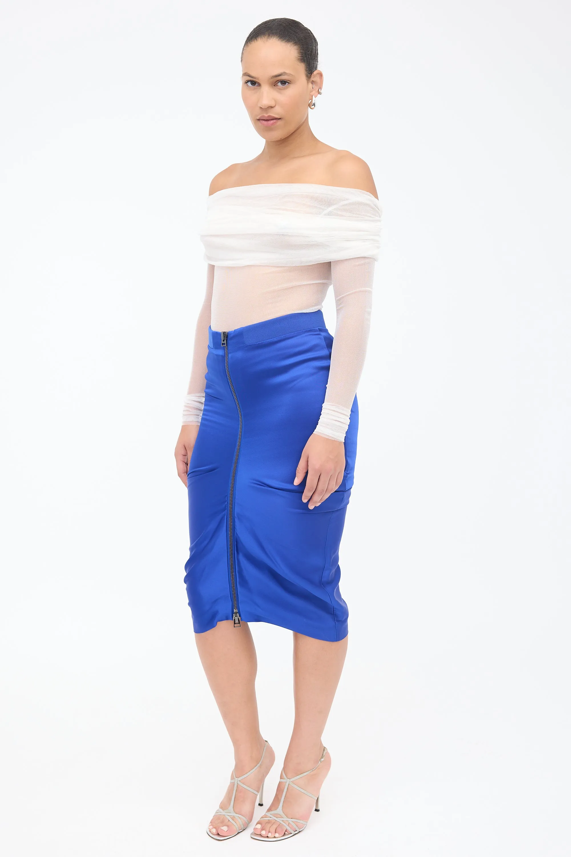 Satin Draped Zip Skirt sold by VSP Consignment product image thumbnail 5