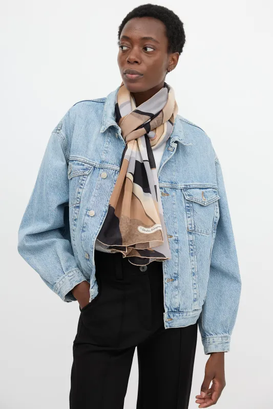 Silk Geometric Print Scarf sold by VSP Consignment