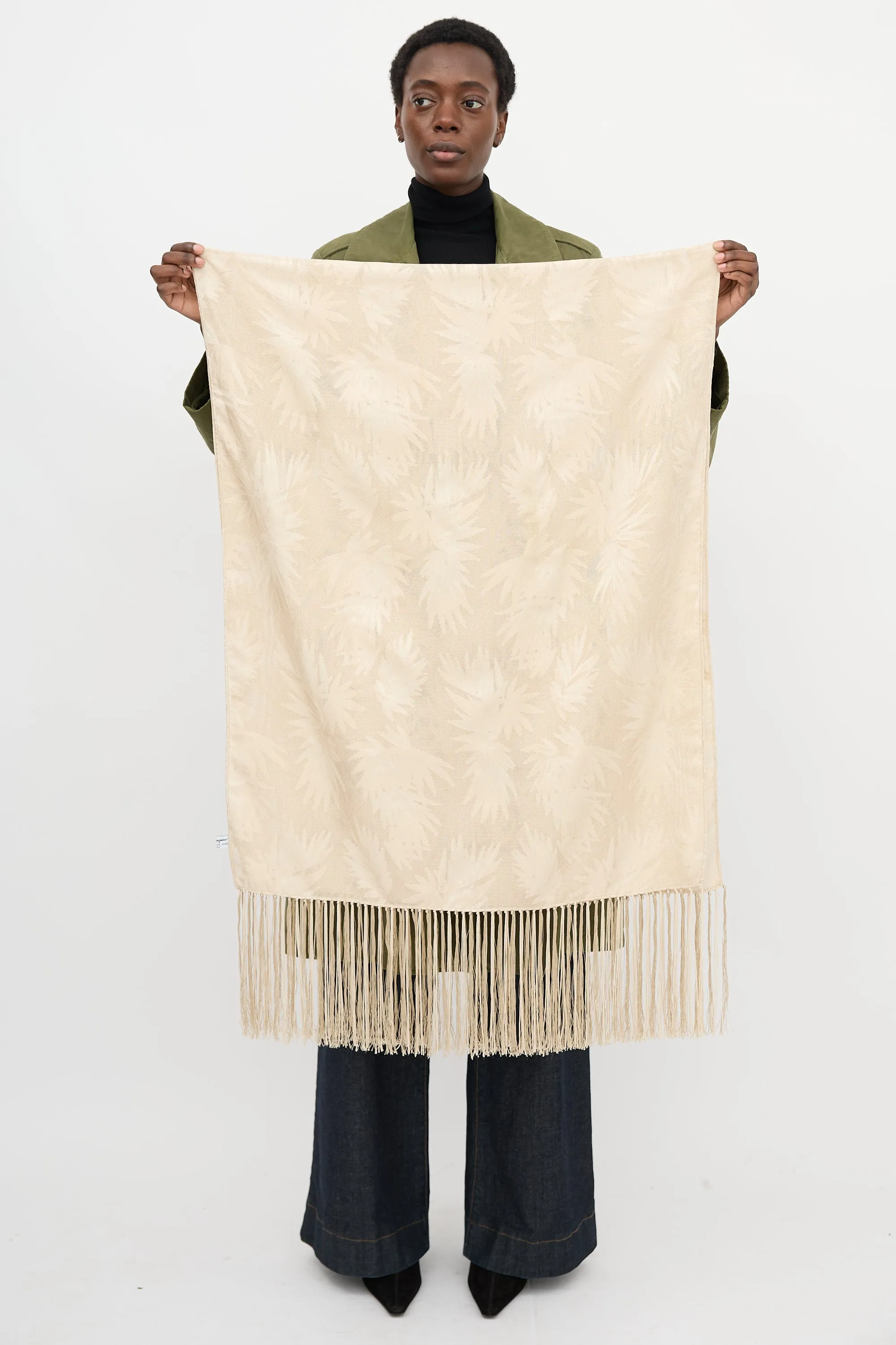Silk Sheer Leaf Scarf sold by VSP Consignment product image thumbnail 2