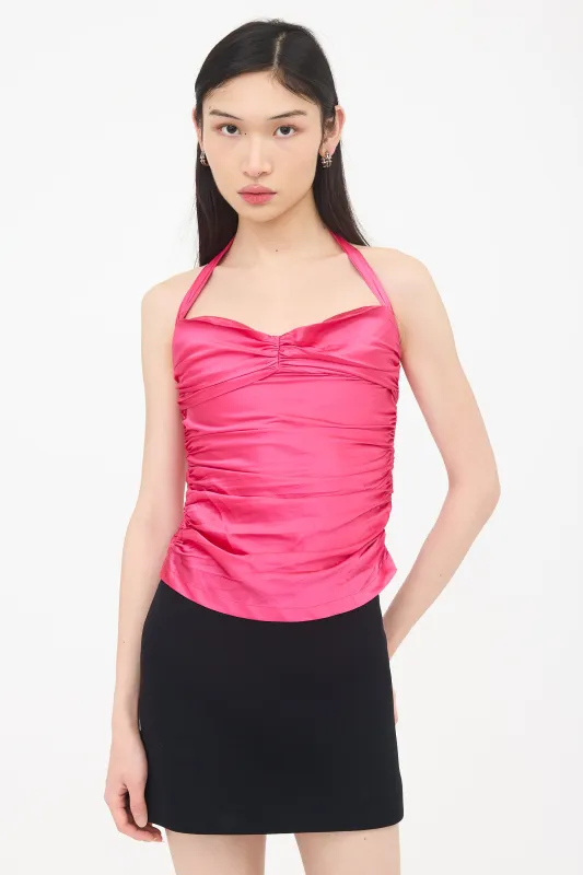 Silk Satin Ruched Halter Top sold by VSP Consignment