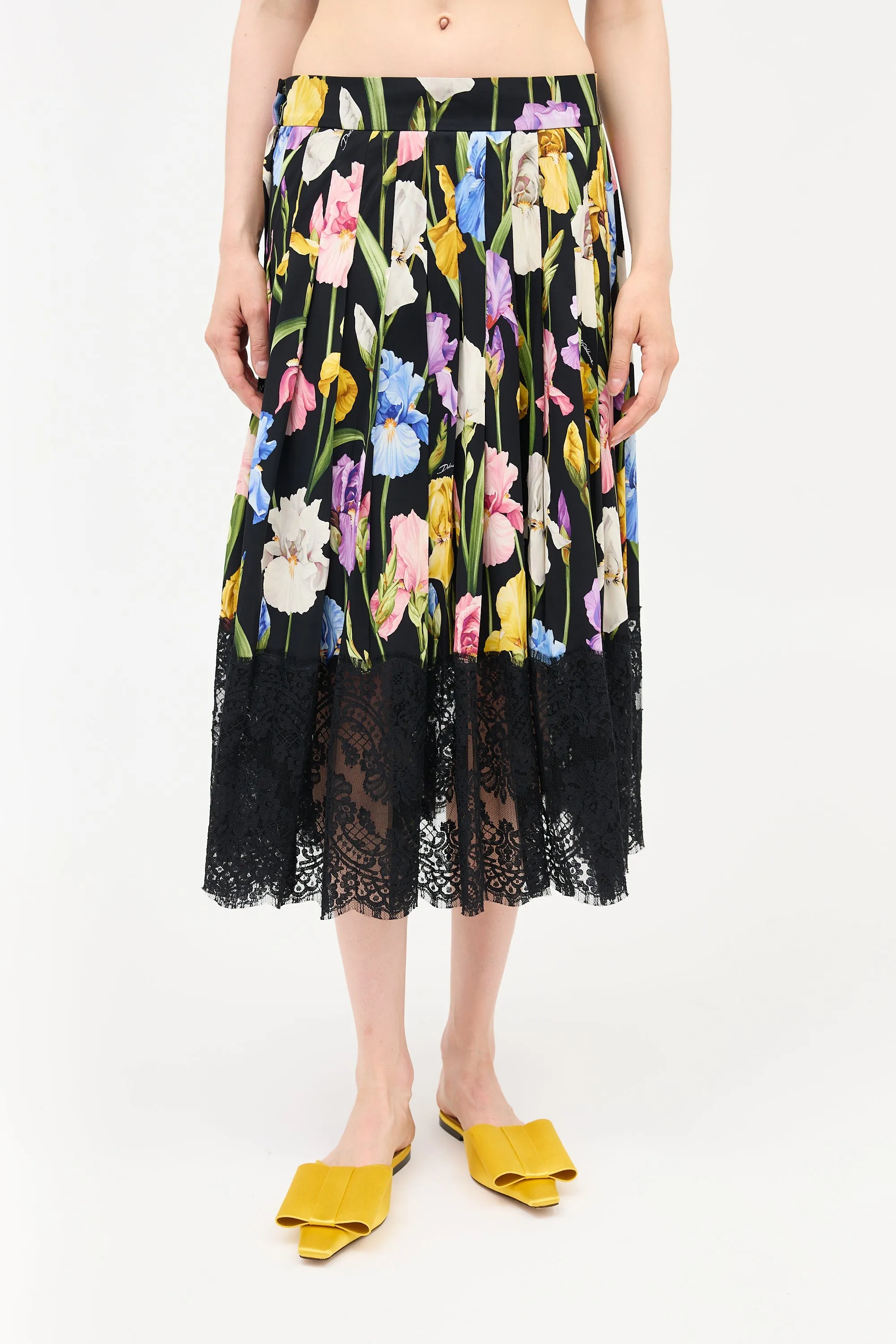 Silk Floral Pleated Skirt sold by VSP Consignment