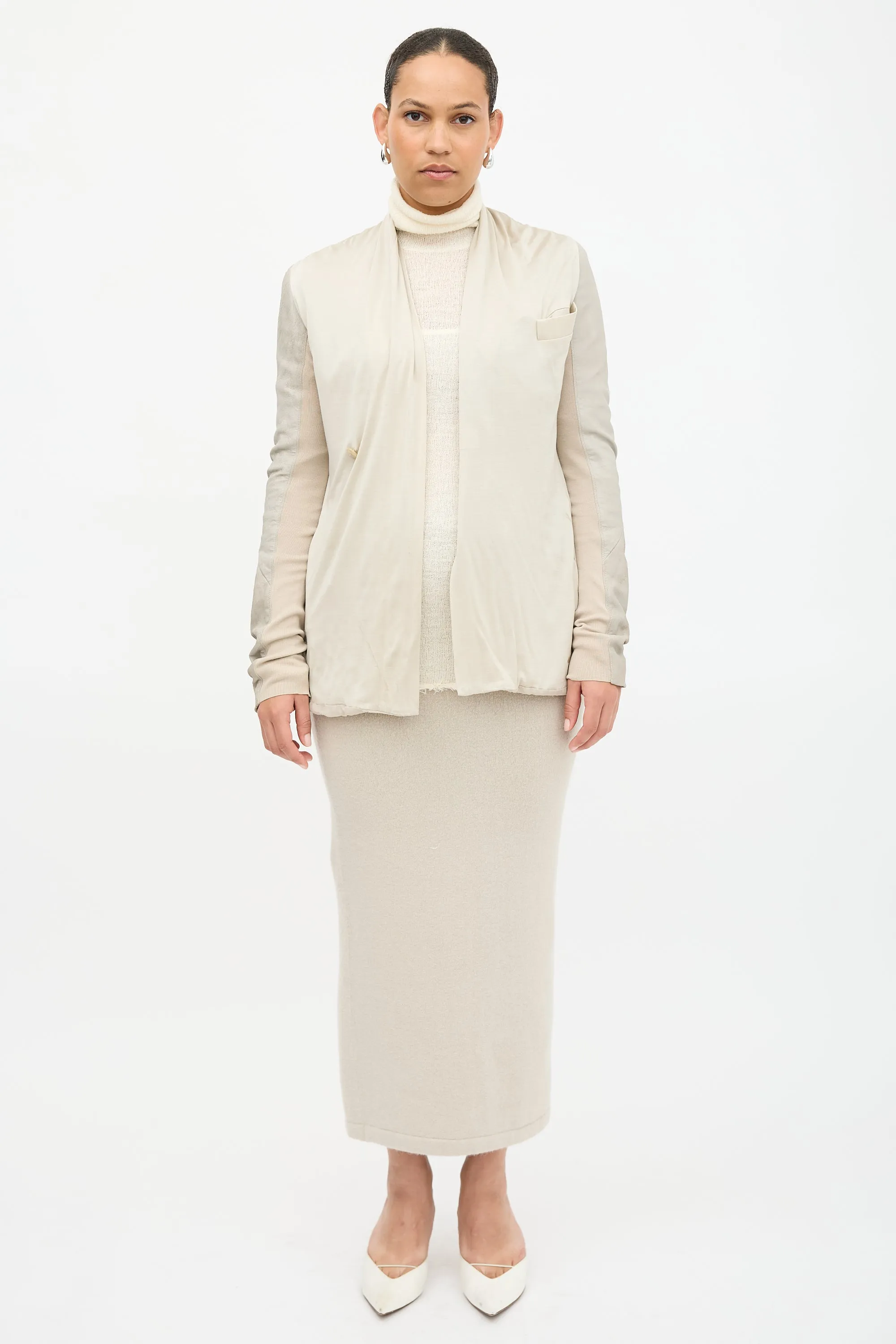 Silk & Leather Asymmetrical Jacket sold by VSP Consignment product image thumbnail 2