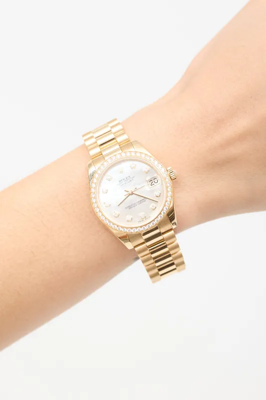 18K Yellow Gold & Diamond Lady Datejust 31mm Watch made by Rolex