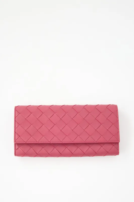 Leather Intreccio Long Wallet sold by VSP Consignment
