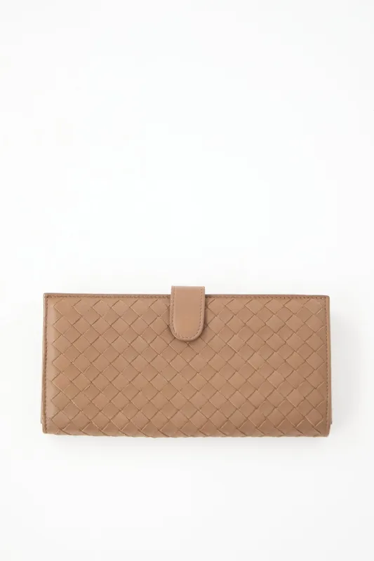 Leather Intrecciato Long Wallet sold by VSP Consignment