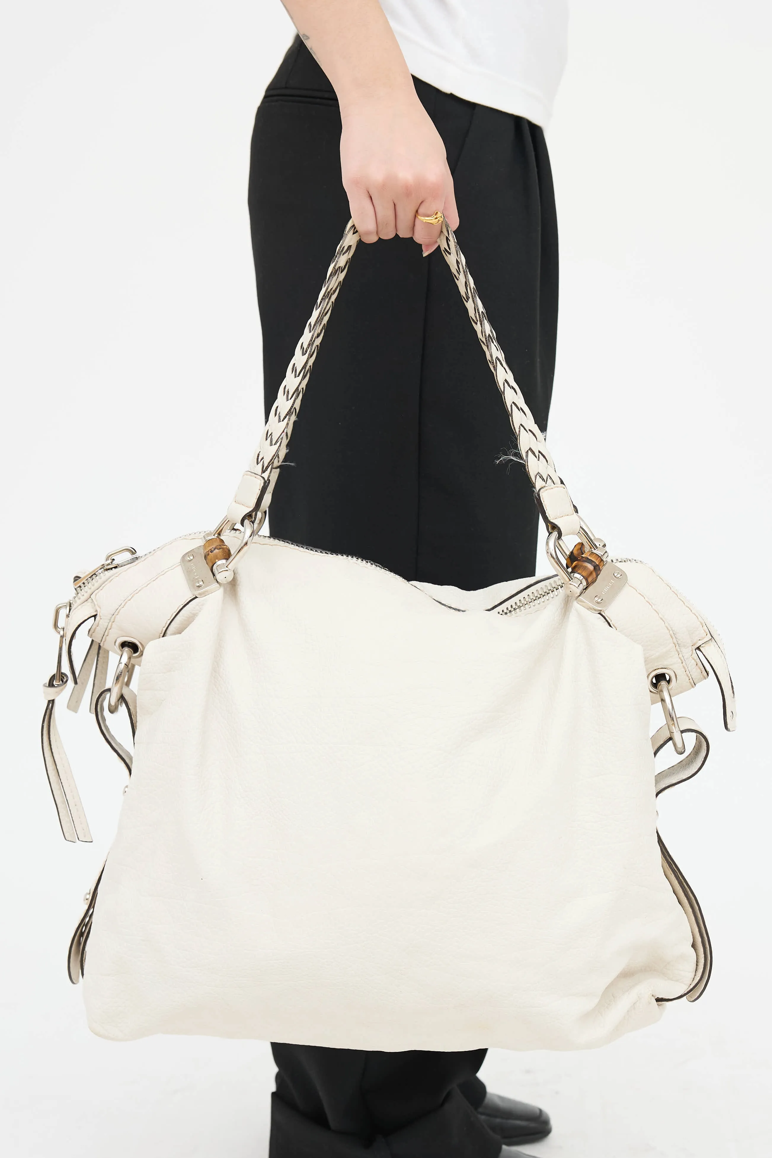 Leather Bamboo Bar Tote Bag sold by VSP Consignment product image thumbnail 4