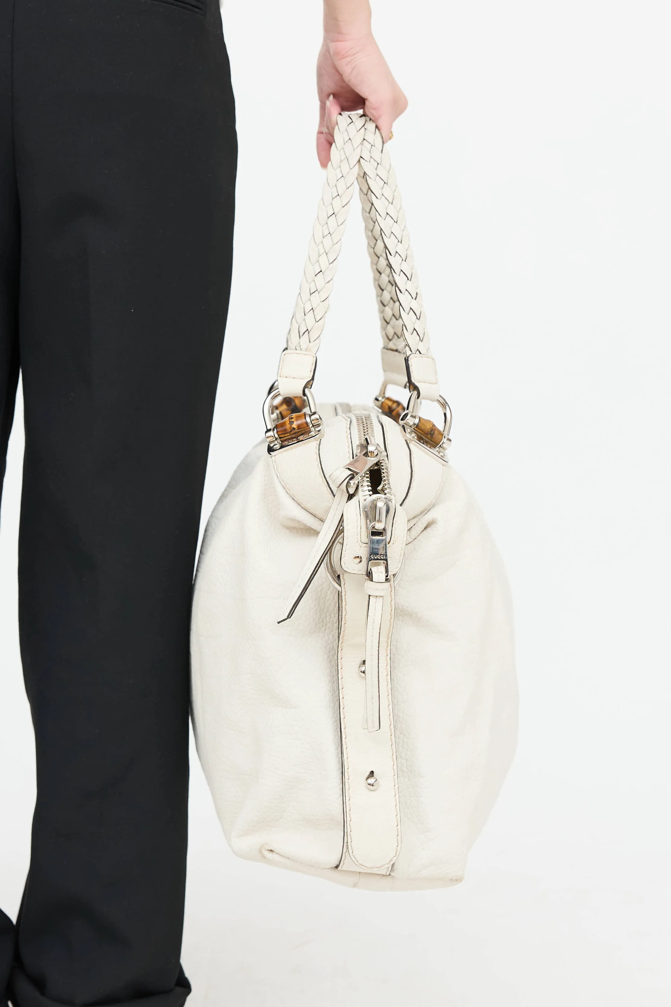 Leather Bamboo Bar Tote Bag sold by VSP Consignment product image thumbnail 5