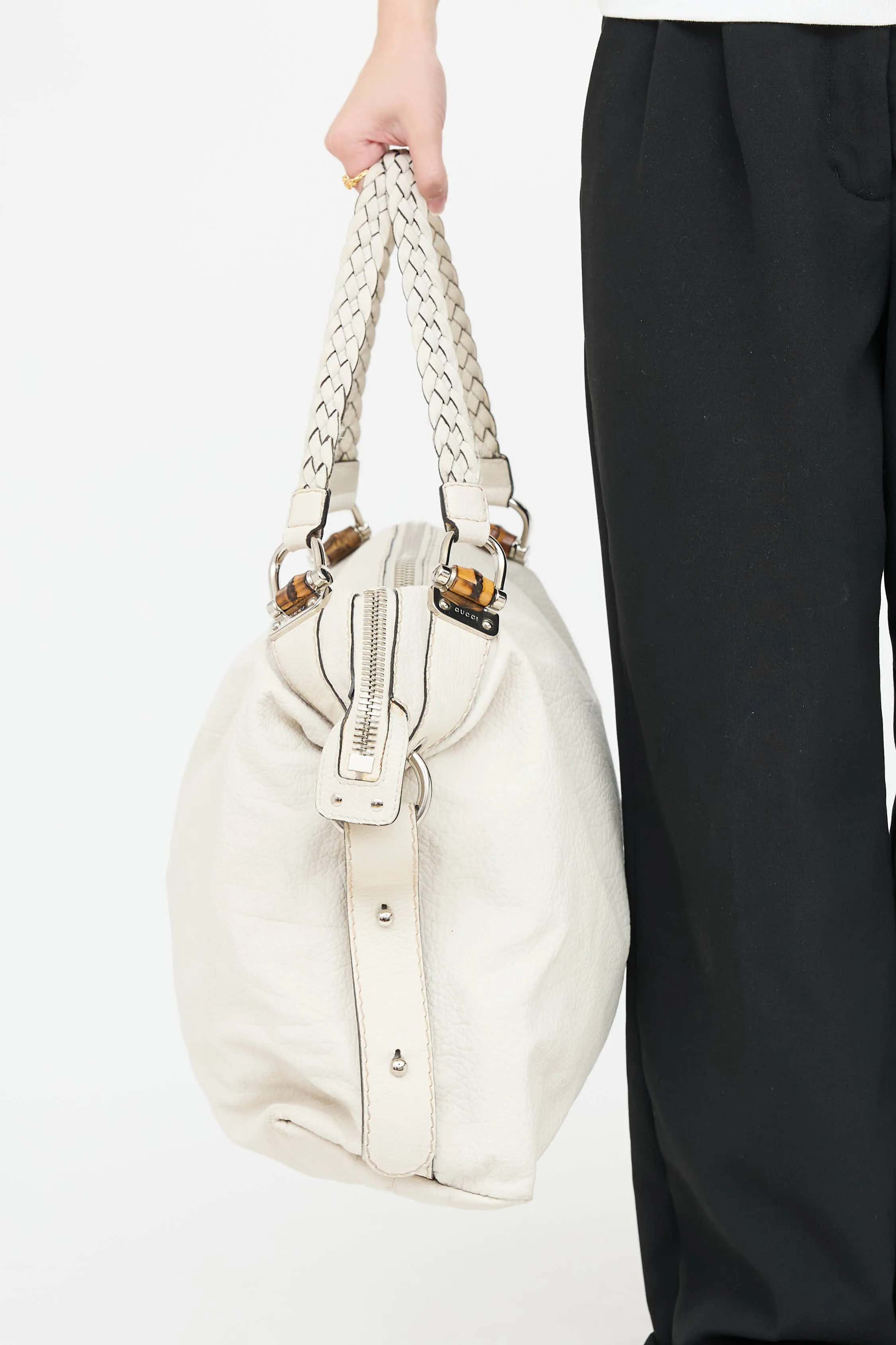 Leather Bamboo Bar Tote Bag sold by VSP Consignment product image thumbnail 3