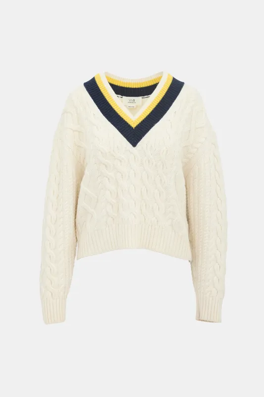 Cable Knit V-Neck Sweater sold by VSP Consignment