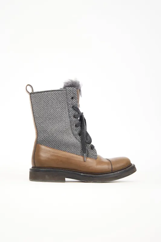 Leather & Fur Monili Boot made by Brunello Cucinelli