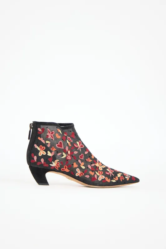 Mesh Floral Embroidered Boot sold by VSP Consignment