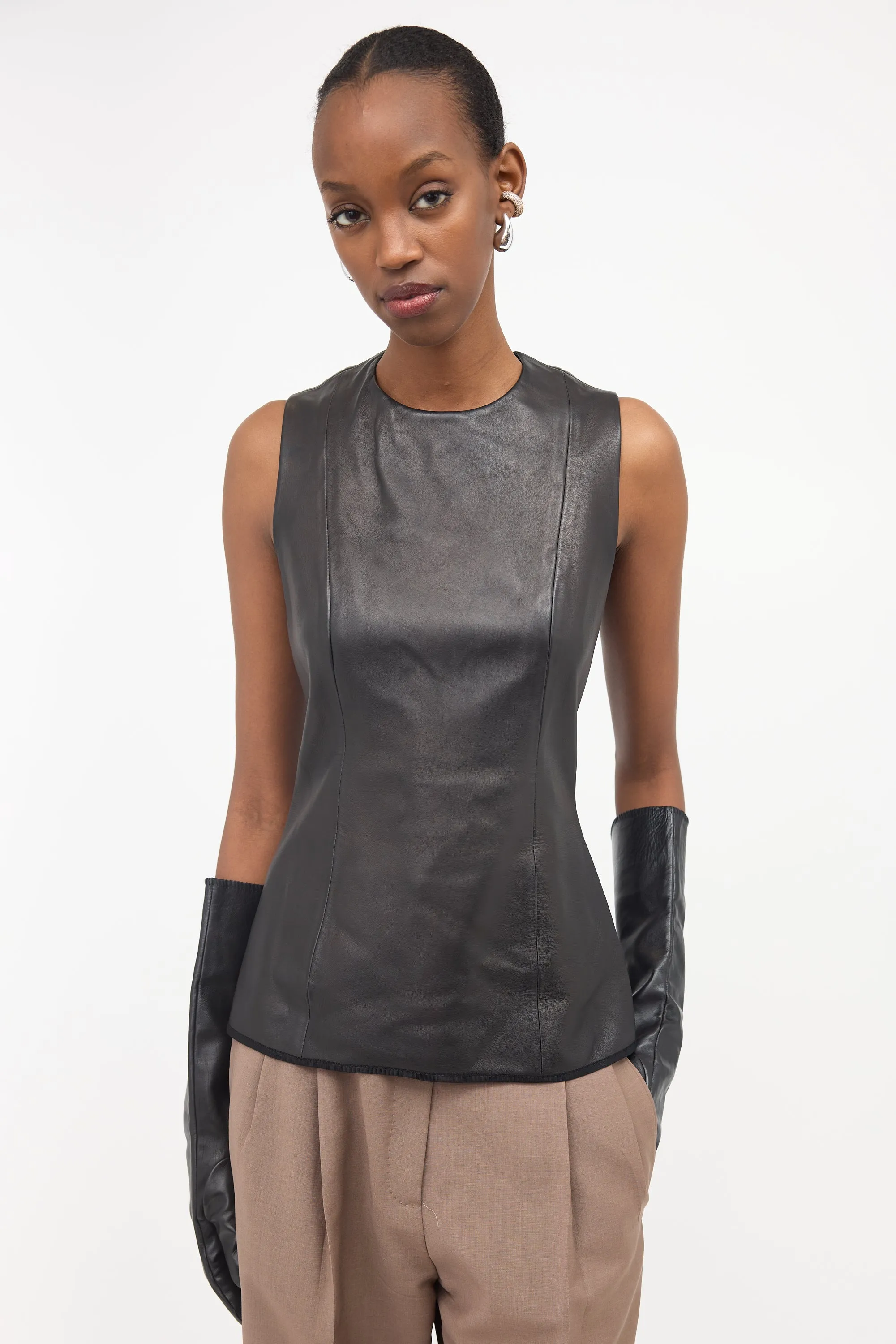 Leather Sleeveless Top sold by VSP Consignment