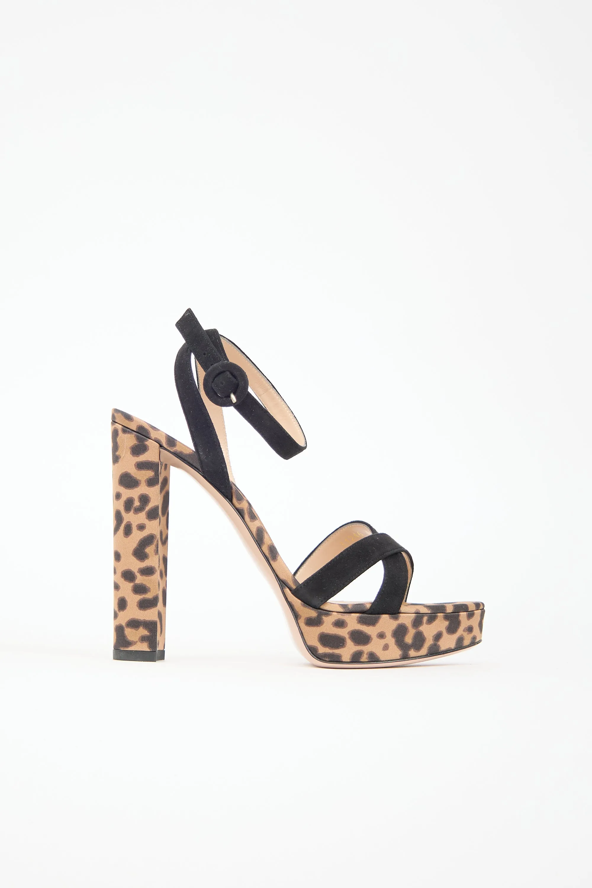 Suede & Printed Satin Poppy Sandal sold by VSP Consignment