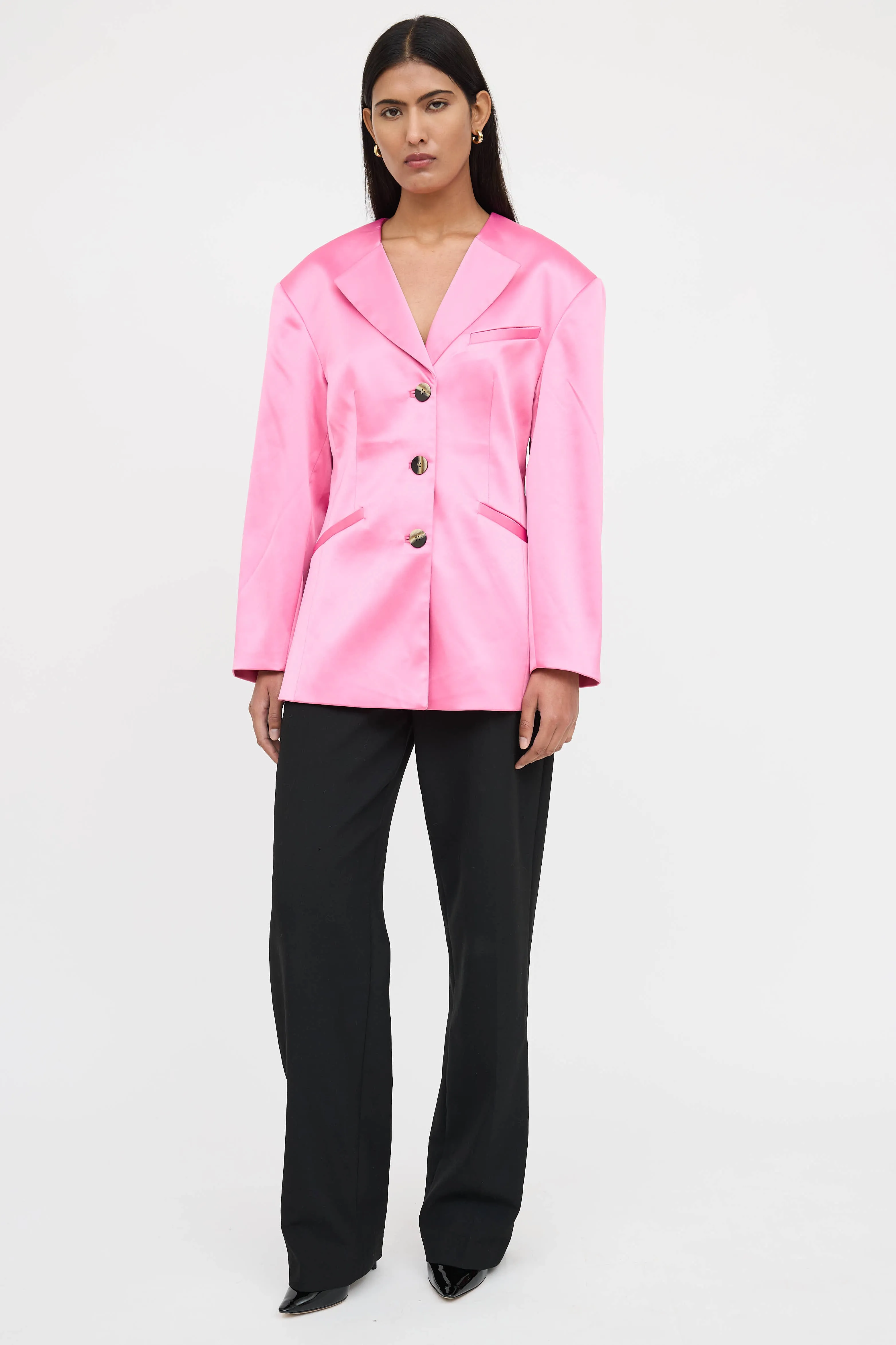 Satin Buttoned Blazer sold by VSP Consignment product image thumbnail 5