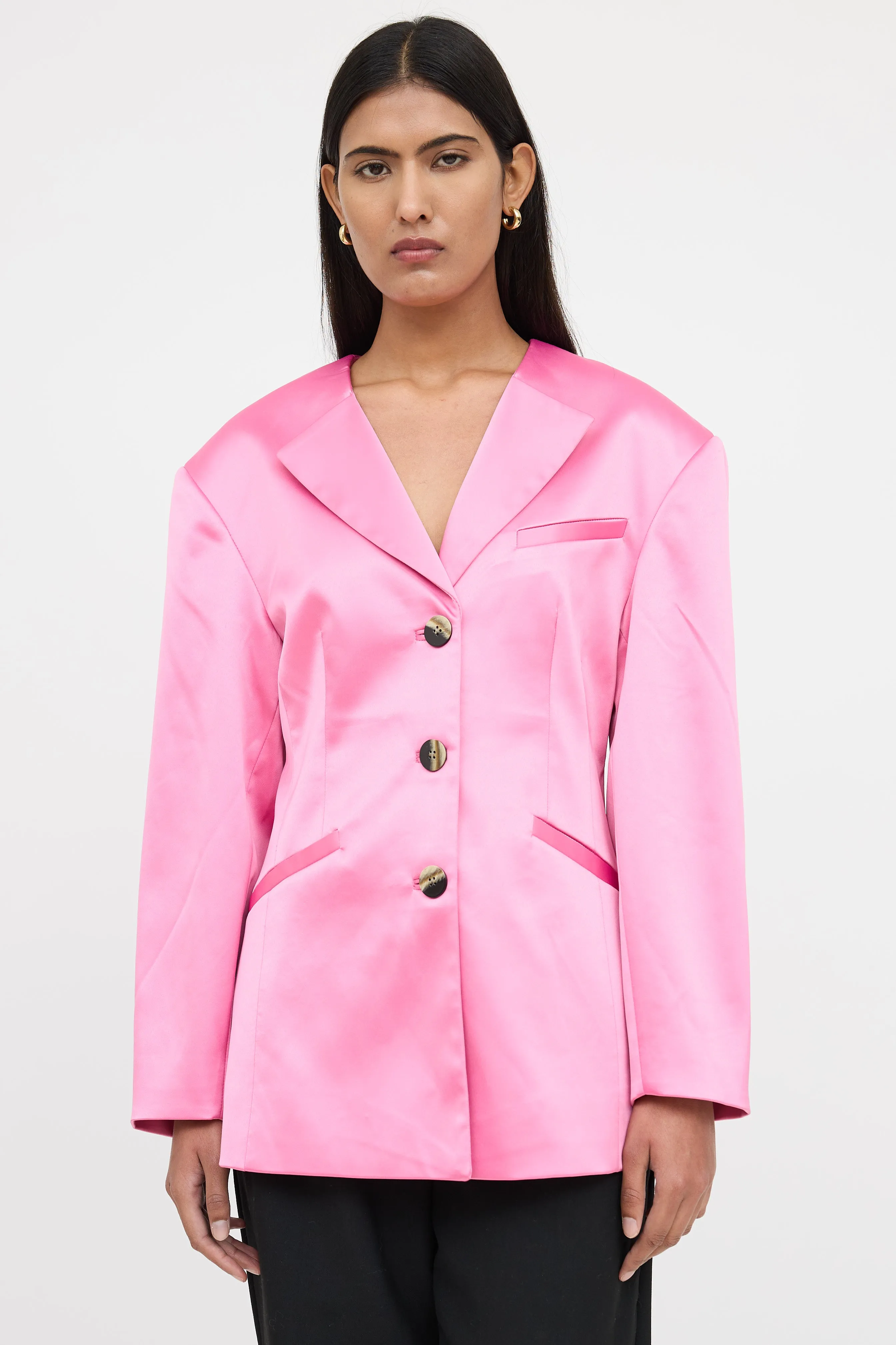 Satin Buttoned Blazer sold by VSP Consignment