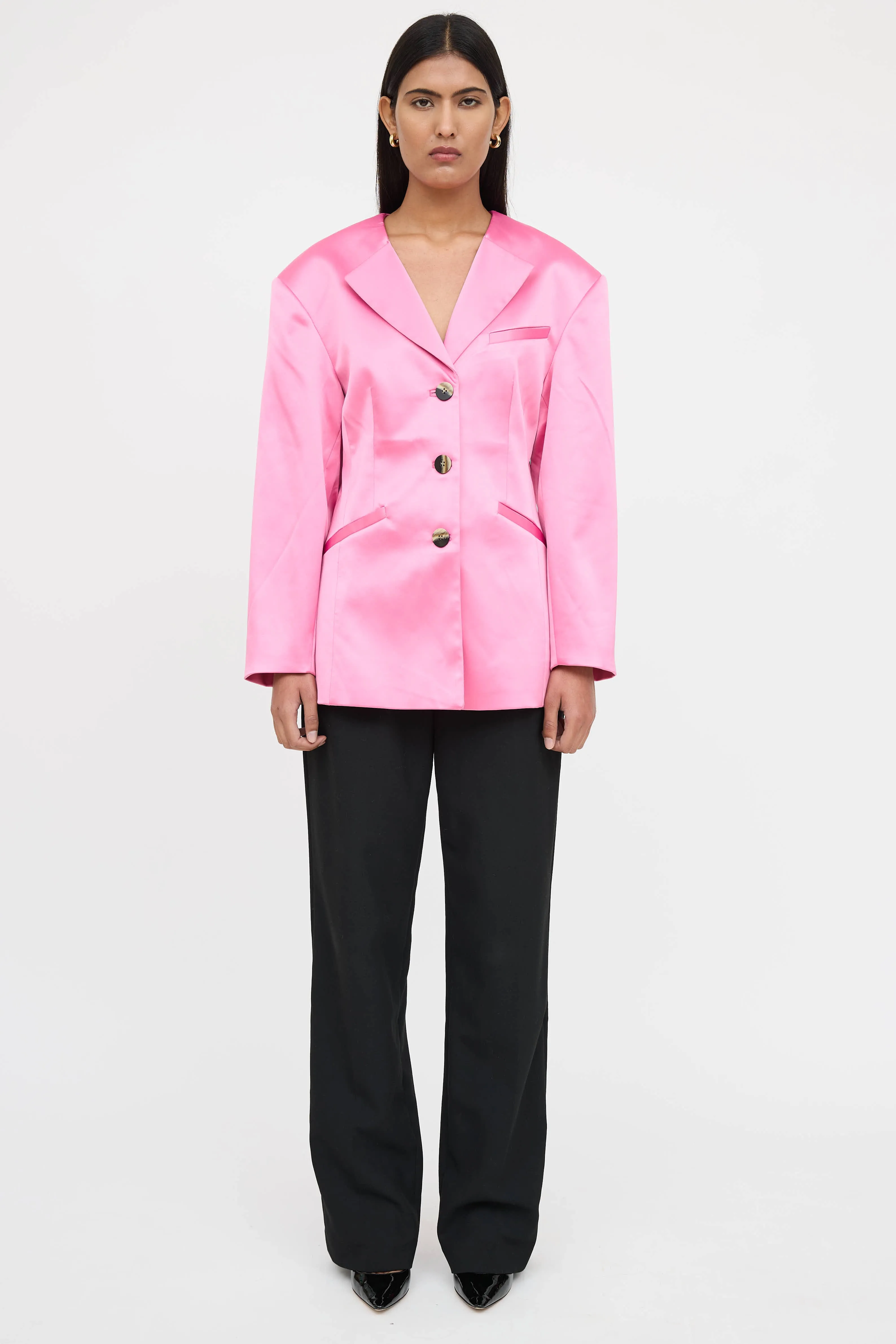 Satin Buttoned Blazer sold by VSP Consignment product image thumbnail 2