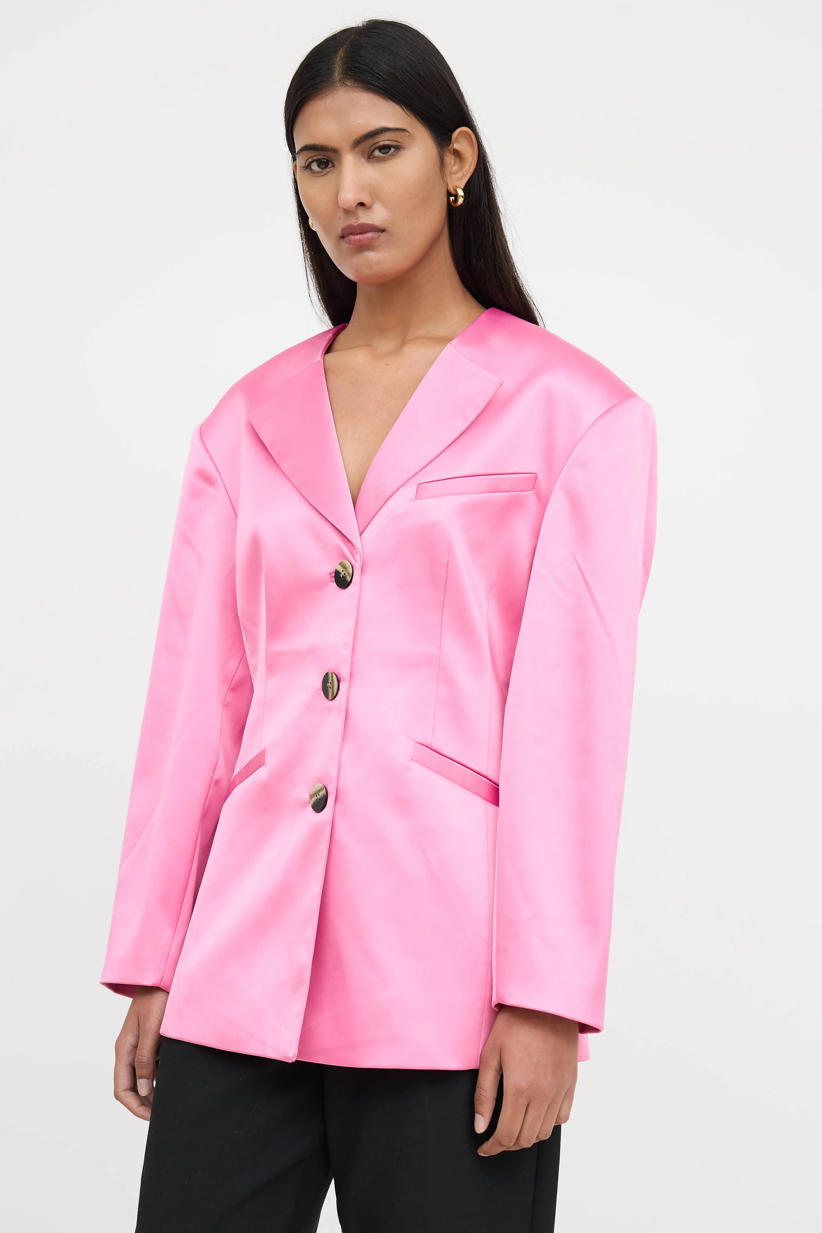 Satin Buttoned Blazer sold by VSP Consignment product image thumbnail 3