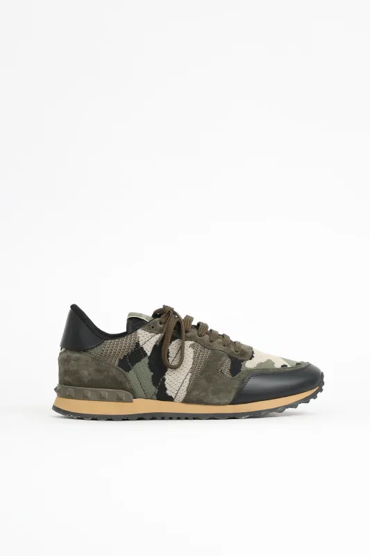 Camo Rockrunner Sneaker made by Valentino