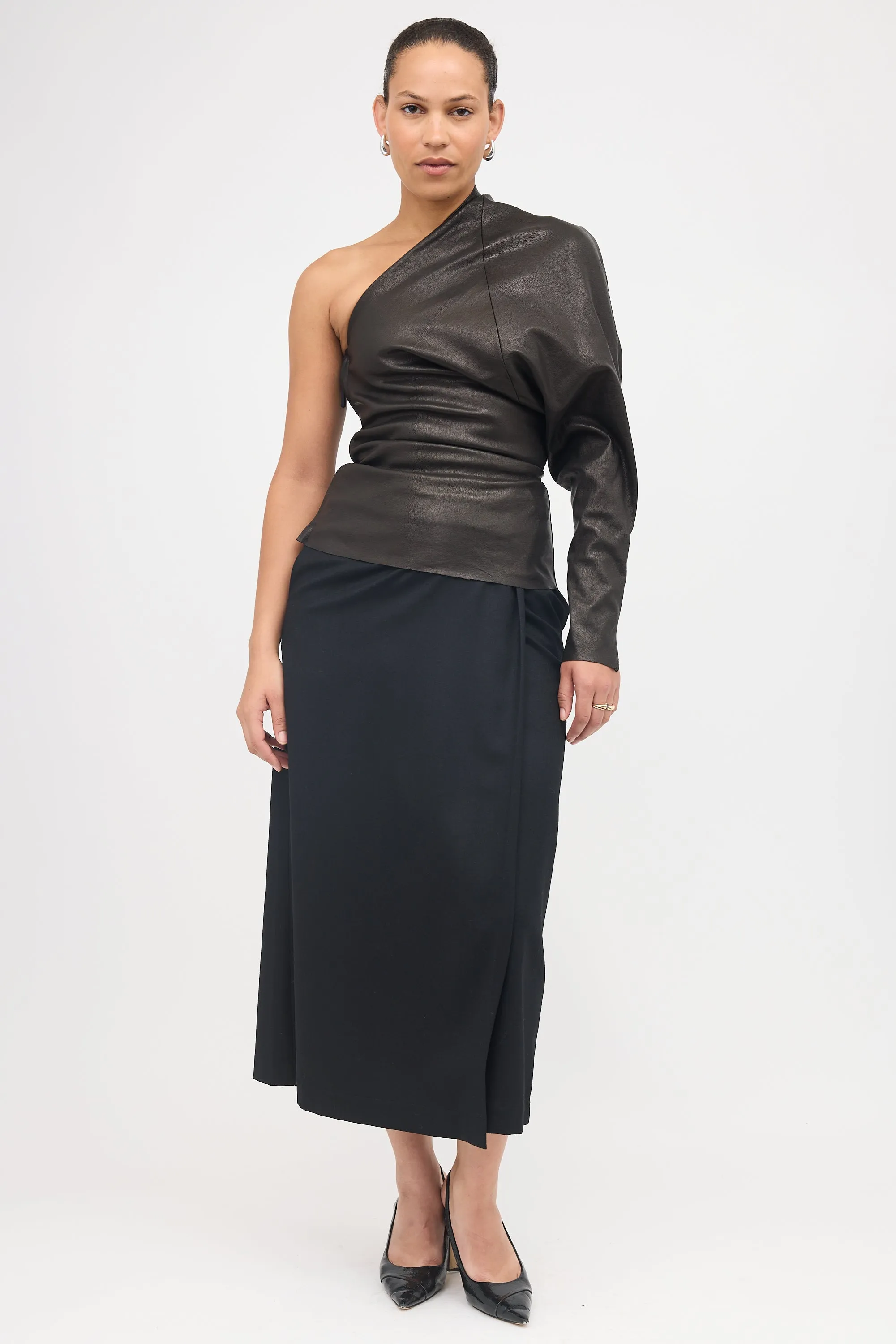 Leather One Shoulder Top sold by VSP Consignment product image thumbnail 5