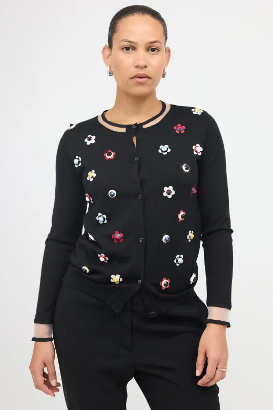 Cashmere Floral Stud Cardigan sold by VSP Consignment