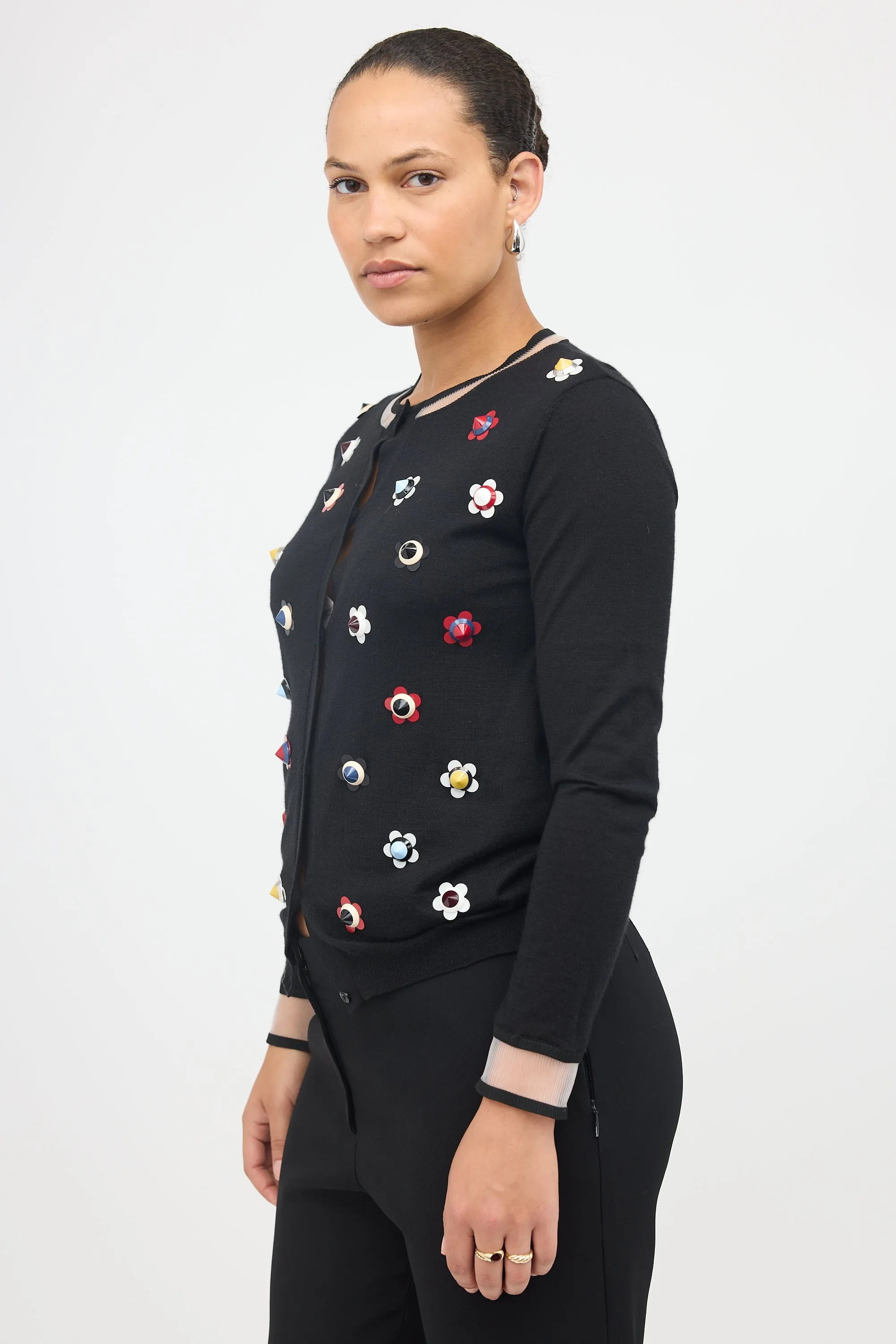 Cashmere Floral Stud Cardigan sold by VSP Consignment product image thumbnail 3