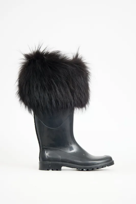 Rubber & Fur Trim Boot made by Dolce & Gabanna