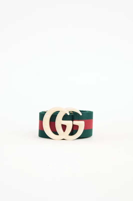 Elastic Web Marbled GG Buckle Belt sold by VSP Consignment