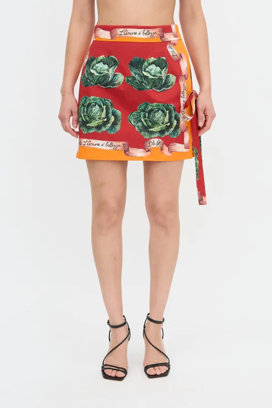 Cabbage Printed Mini Skirt sold by VSP Consignment