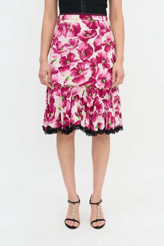 Silk Floral Ruffled Hem Skirt sold by VSP Consignment