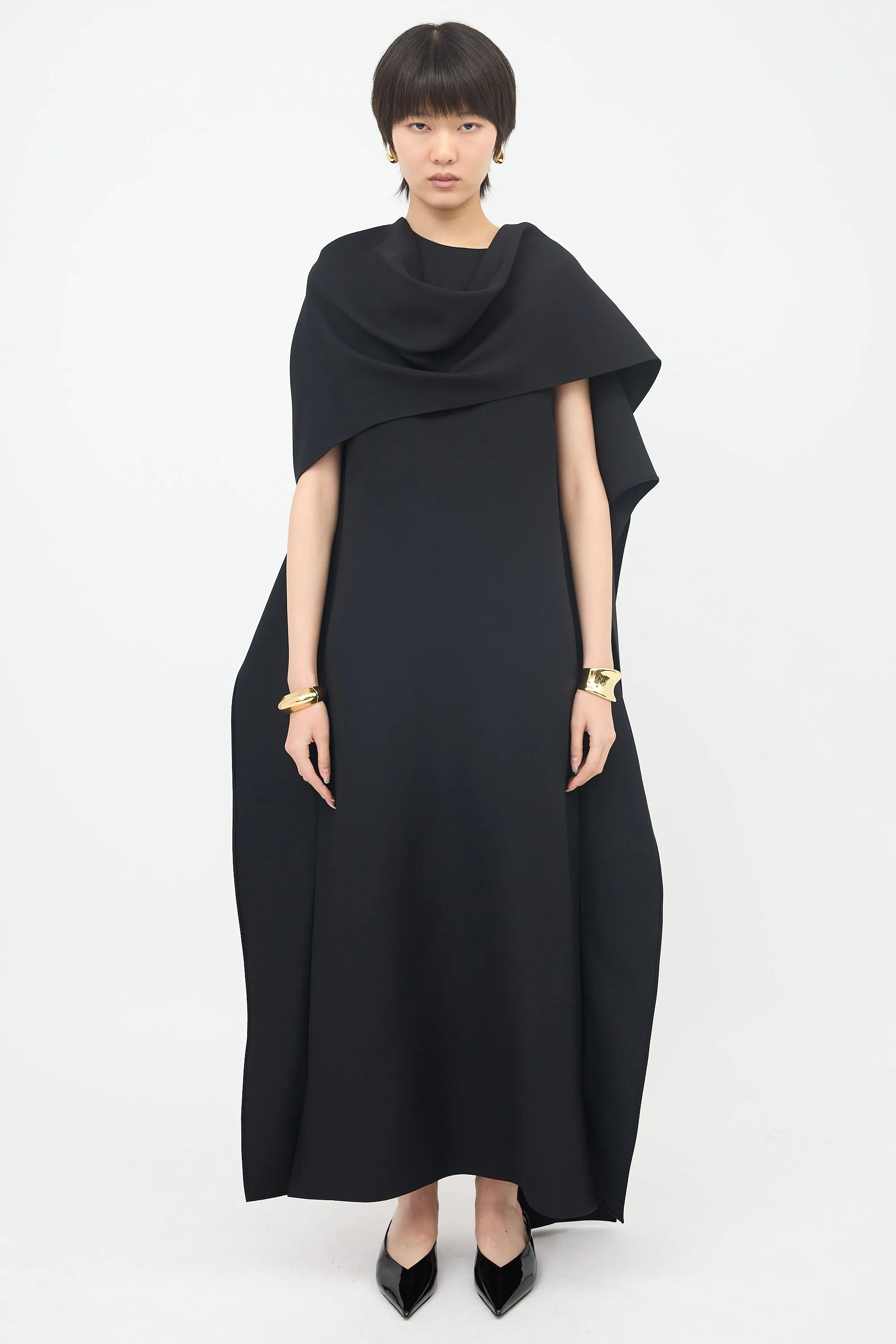 Wool & Silk Draped Maxi Dress sold by VSP Consignment