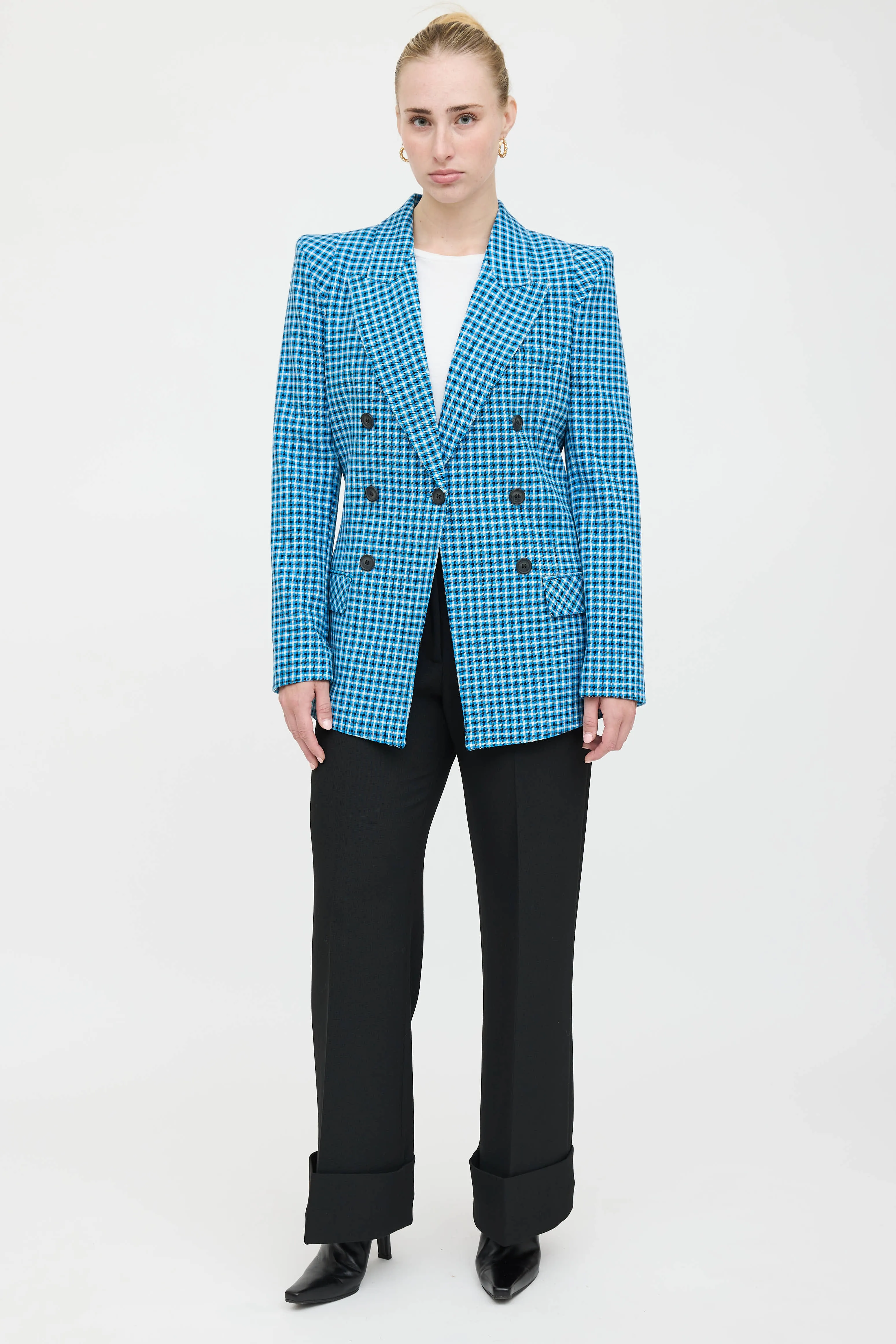 Peak Lapel Check Blazer sold by VSP Consignment product image thumbnail 5