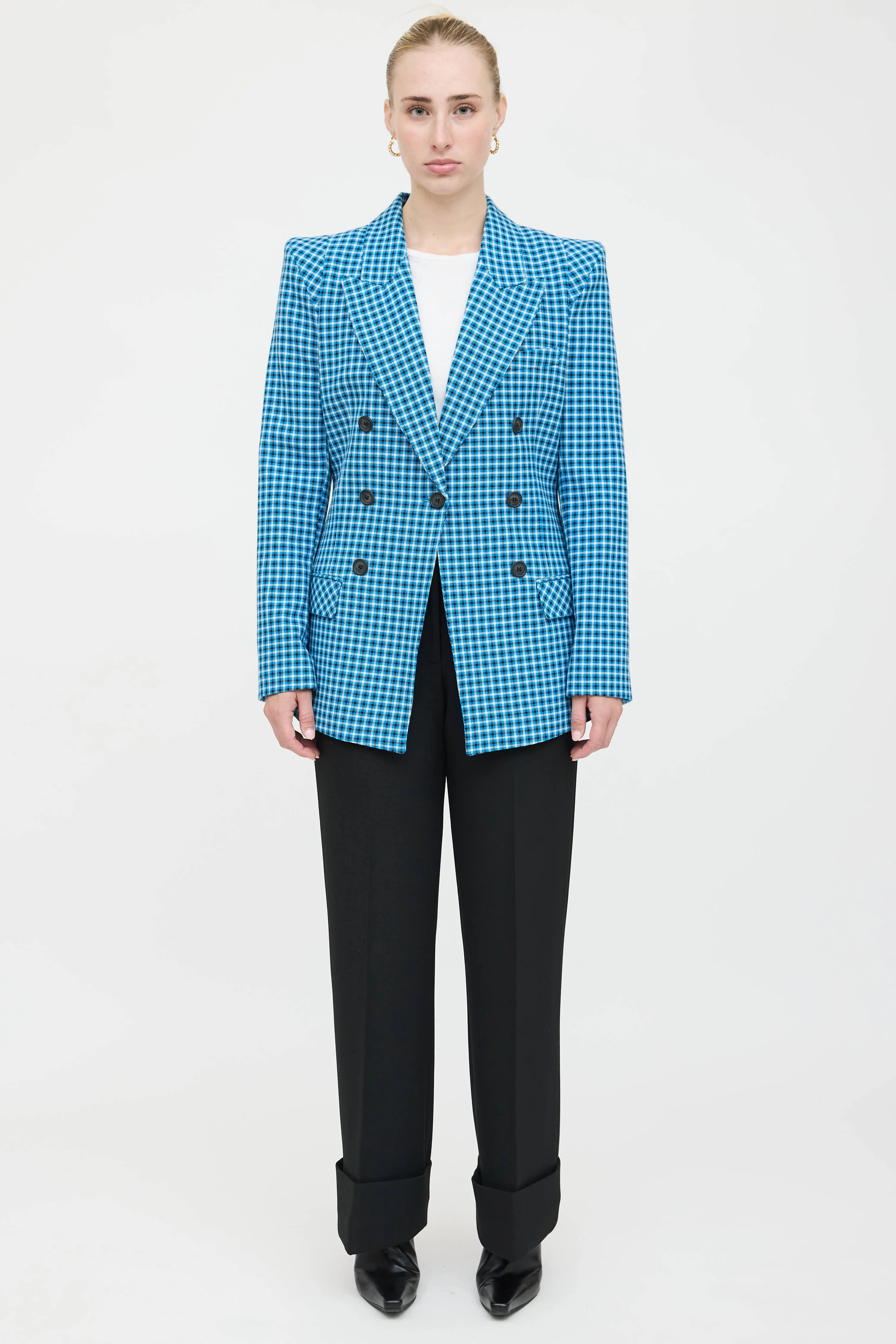 Peak Lapel Check Blazer sold by VSP Consignment product image thumbnail 2