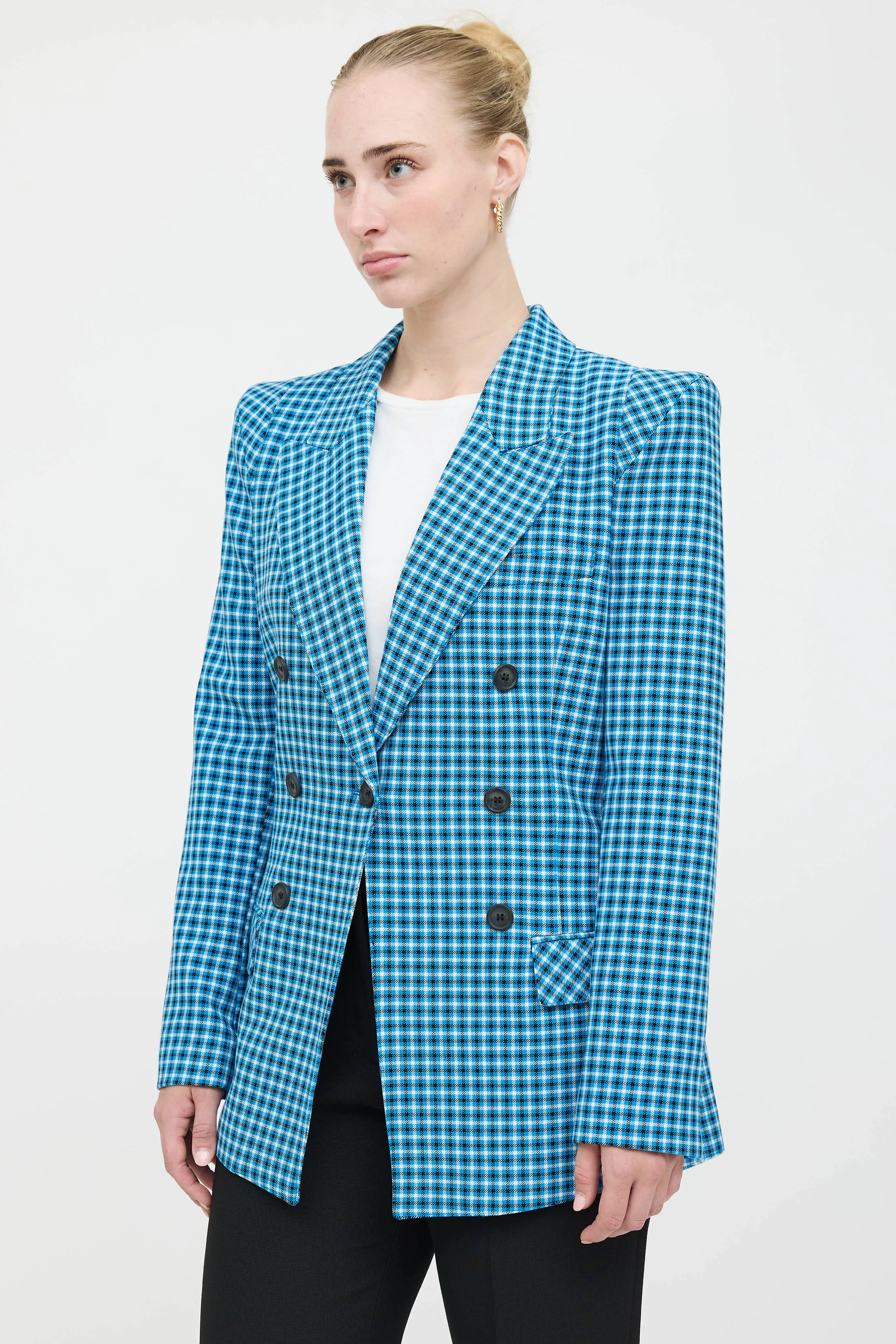 Peak Lapel Check Blazer sold by VSP Consignment product image thumbnail 3