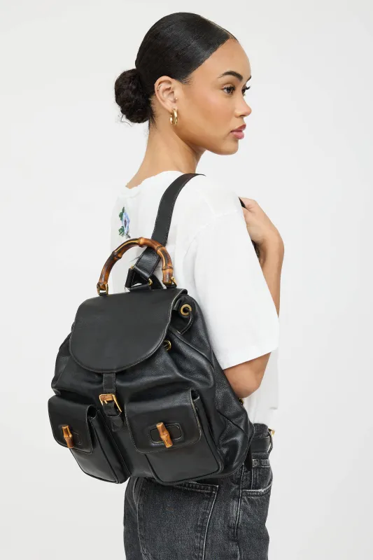 Leather Bamboo Backpack sold by VSP Consignment