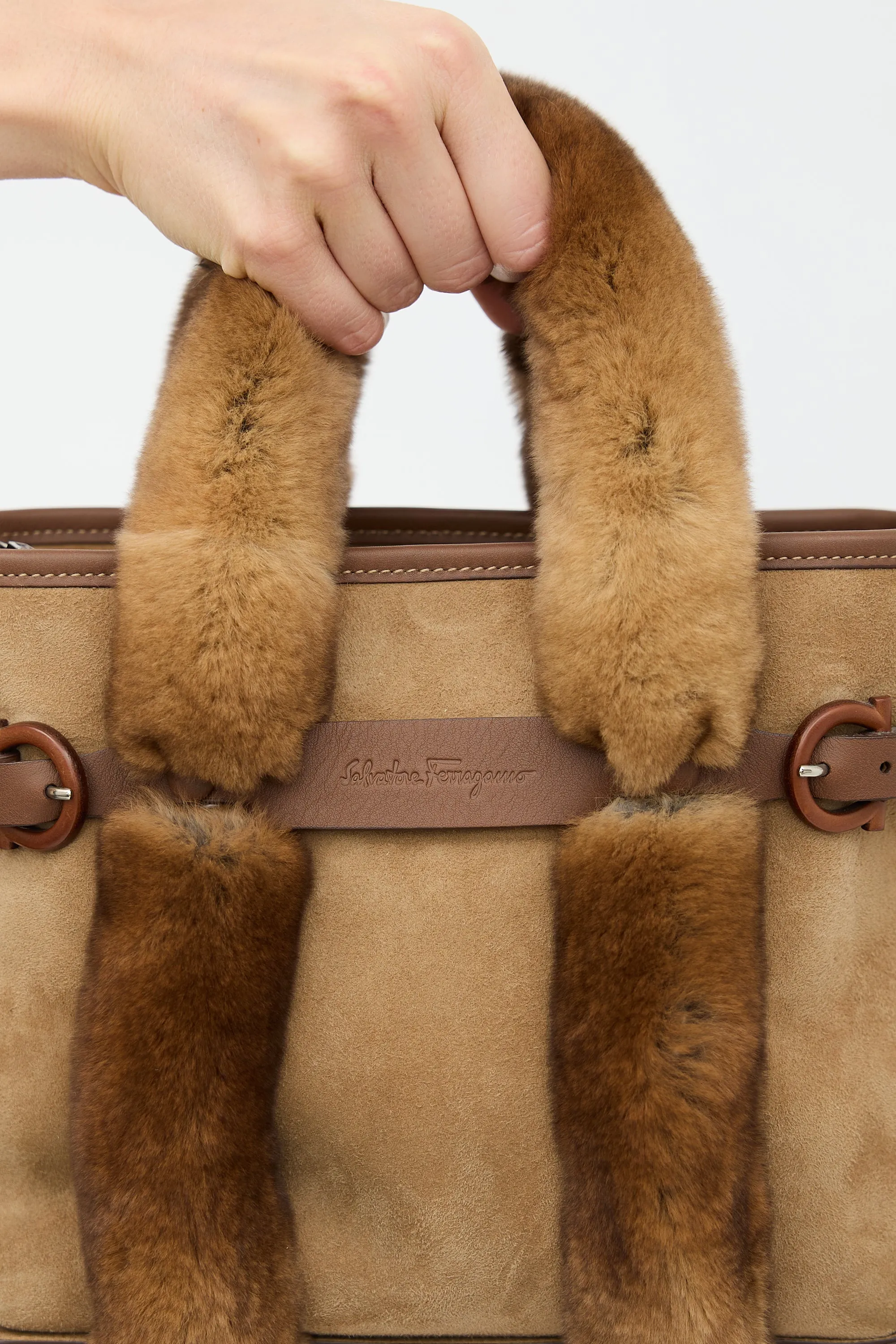 Suede & Fur Top Handle Bag sold by VSP Consignment product image thumbnail 4