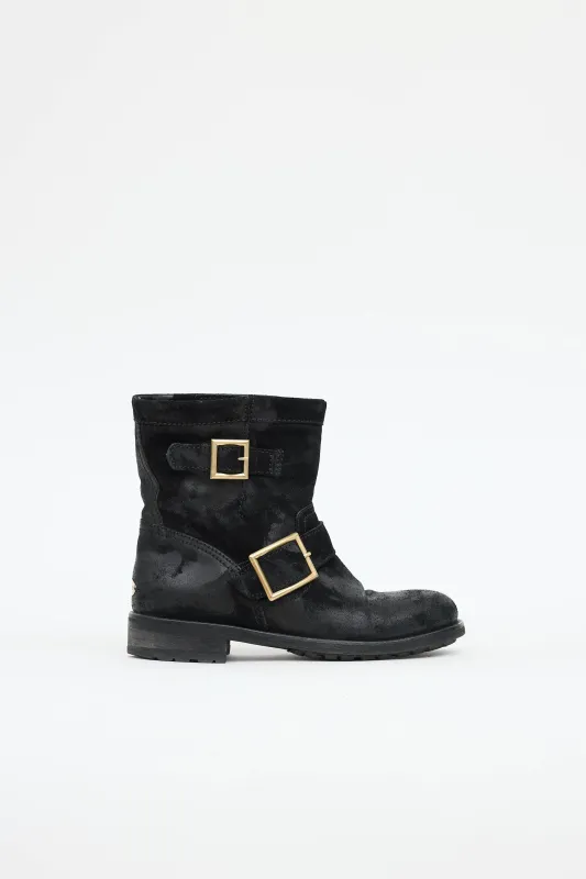 Suede Buckle Ankle Boot made by Jimmy Choo