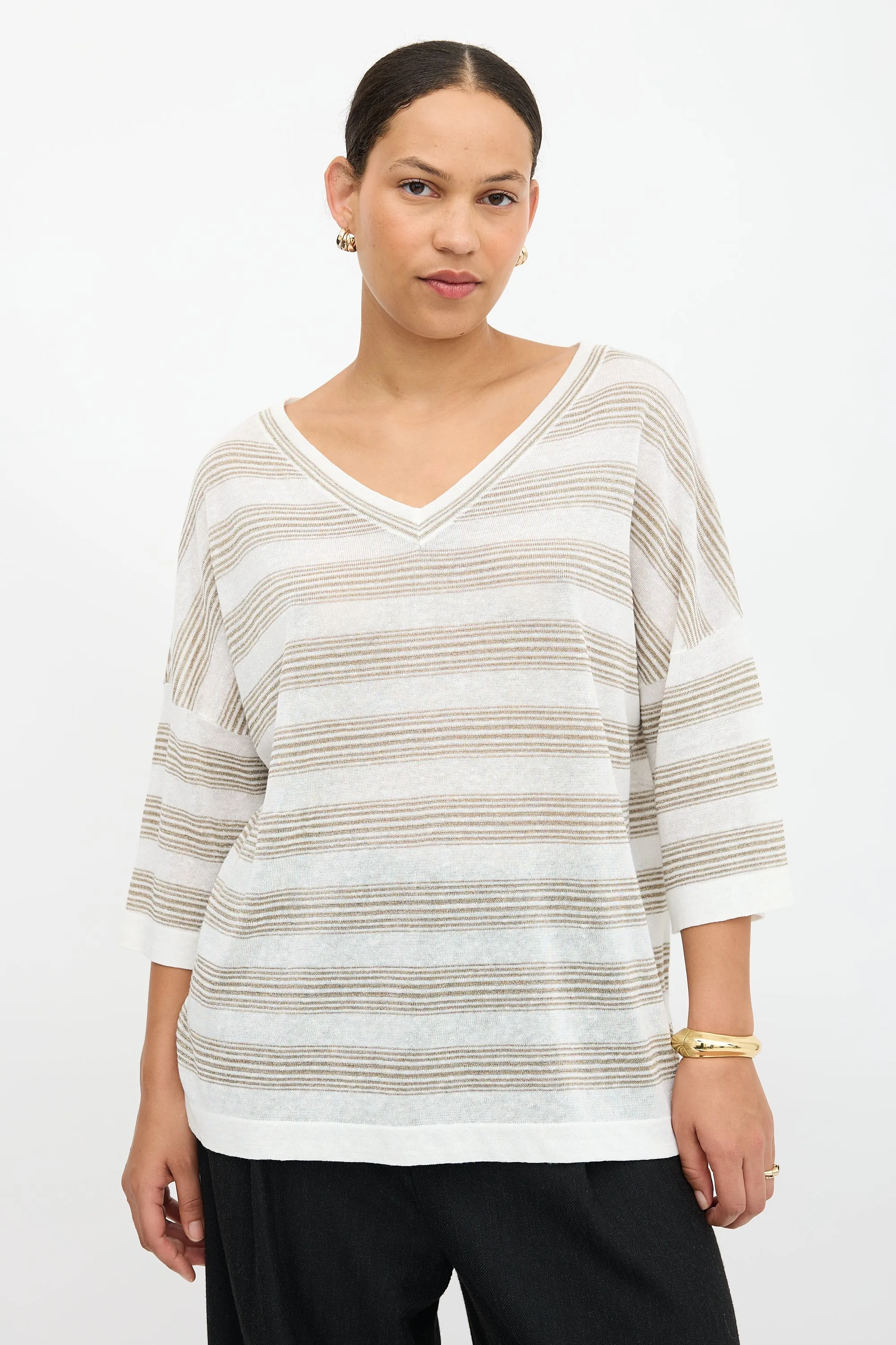 Linen Striped Oversized Sweater sold by VSP Consignment