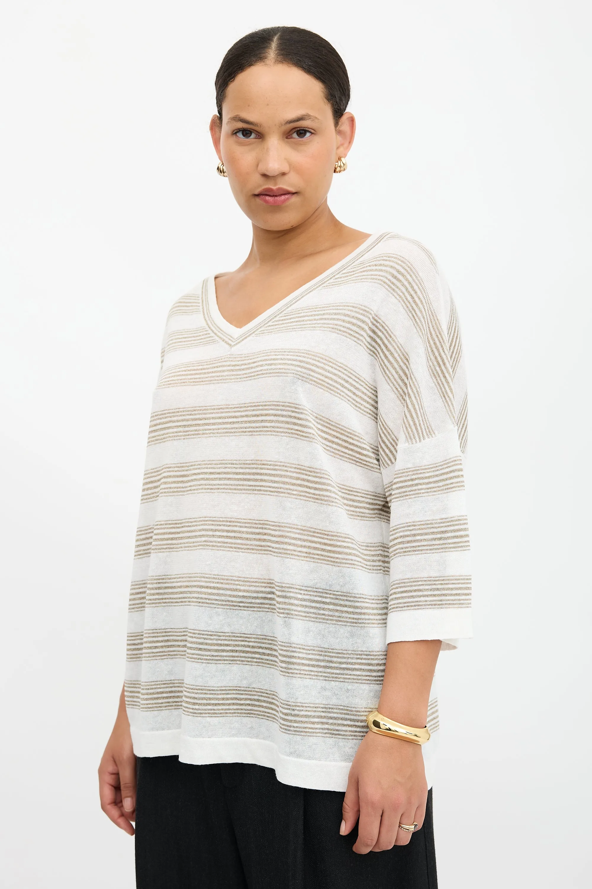 Linen Striped Oversized Sweater sold by VSP Consignment product image thumbnail 3