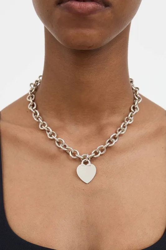 Sterling Silver Heart Tag Necklace sold by VSP Consignment