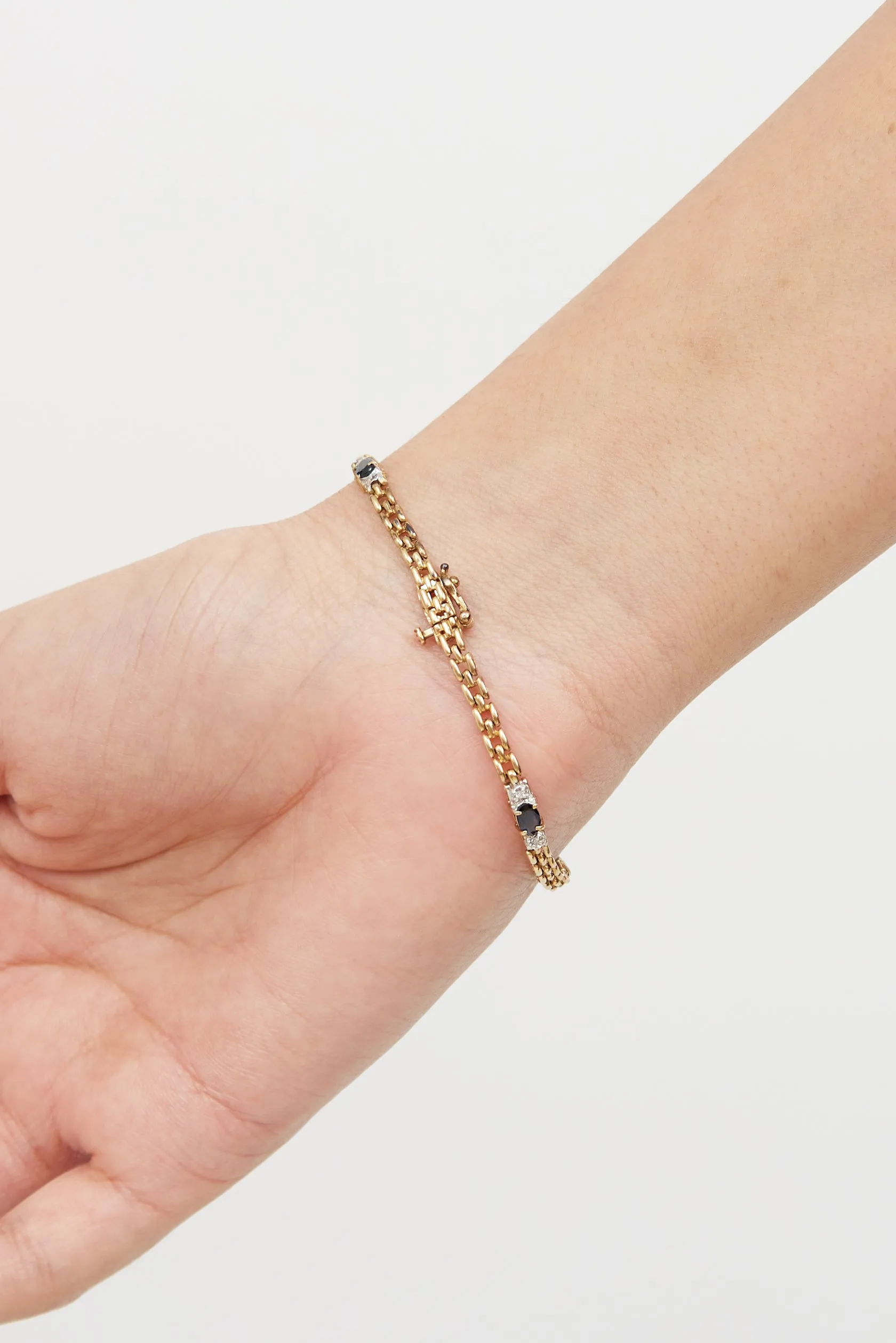 10K Yellow Gold Sapphire Diamond Bracelet sold by VSP Consignment product image thumbnail 3