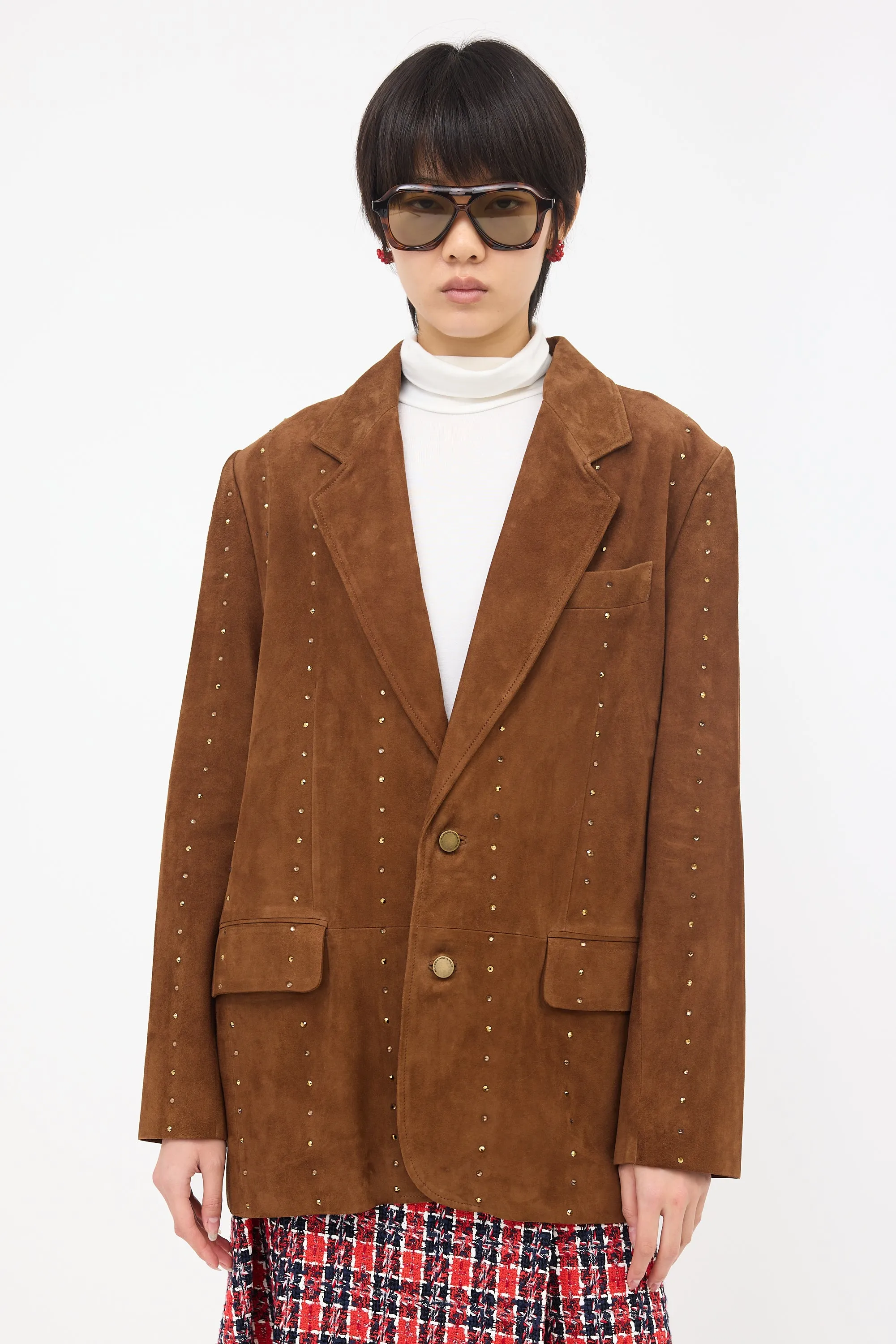 Suede Rhinestone Blazer sold by VSP Consignment
