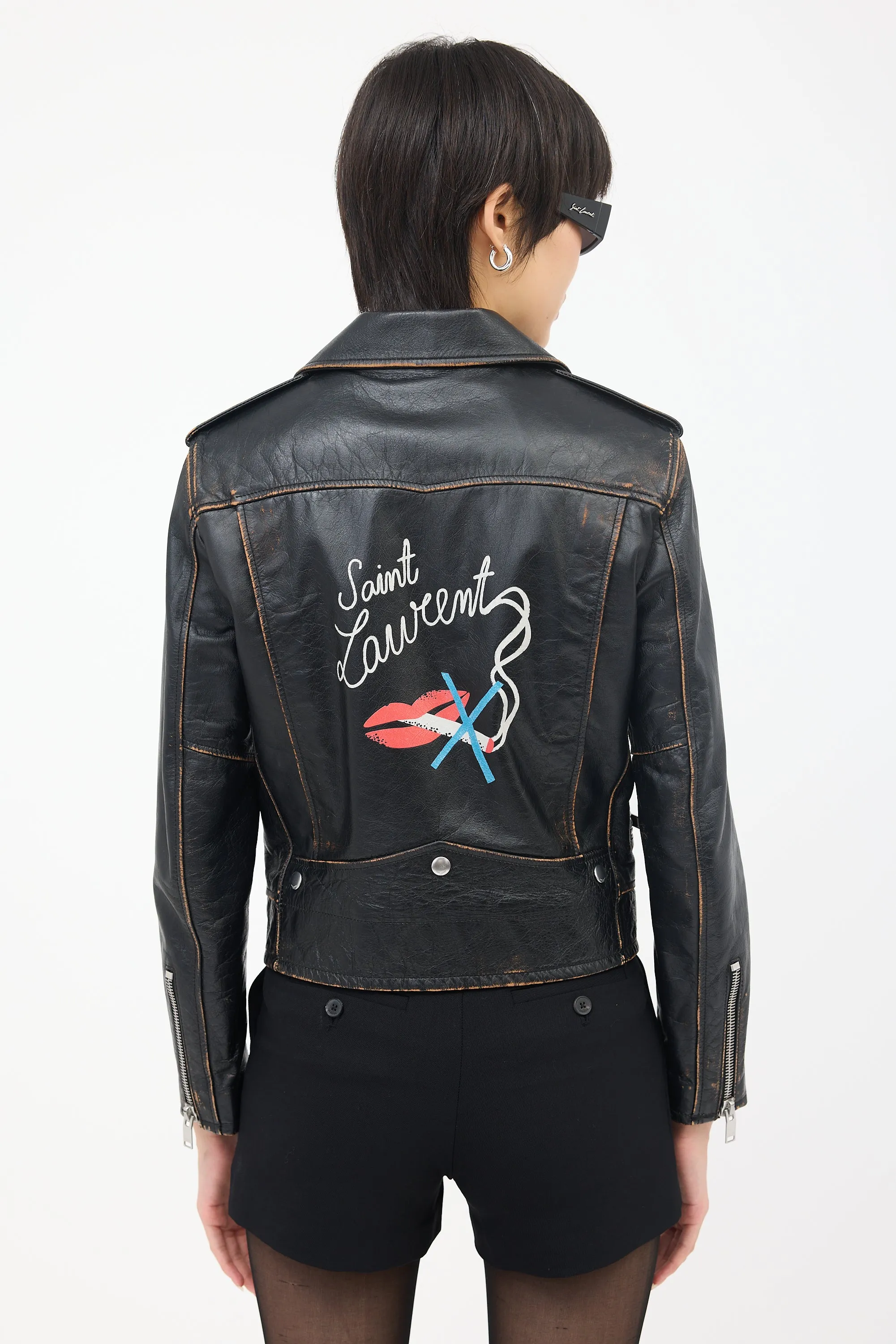 Leather No Smoking Biker Jacket sold by VSP Consignment product image thumbnail 2