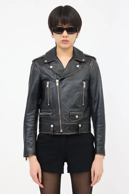 Leather No Smoking Biker Jacket sold by VSP Consignment