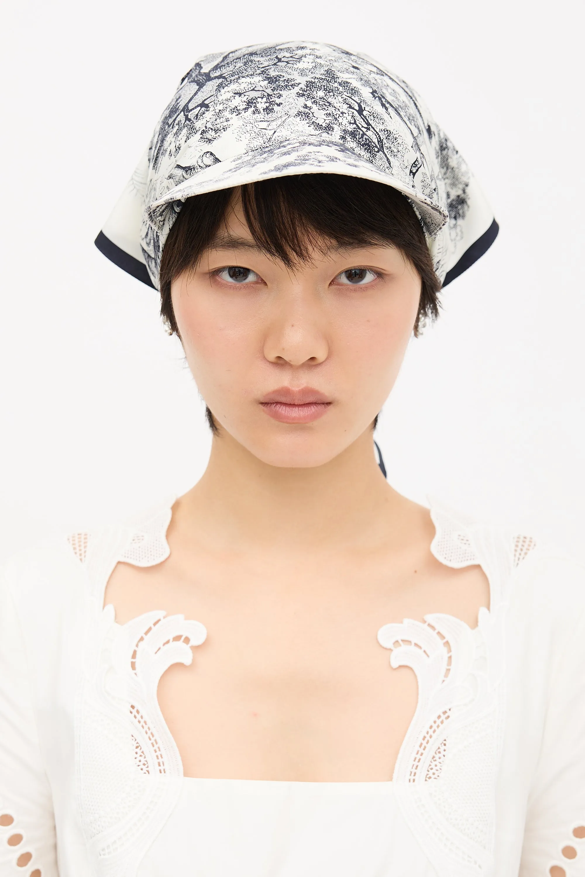 Silk Toile De Jouy Scarf Visor sold by VSP Consignment product image thumbnail 5